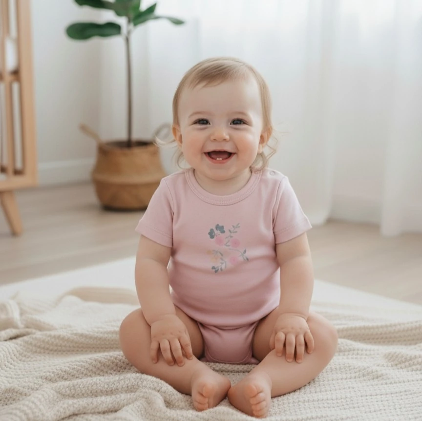 Çiçek Desenli | Kısa Kollu Bebek Body | Yenidoğan & Bebek Giyim