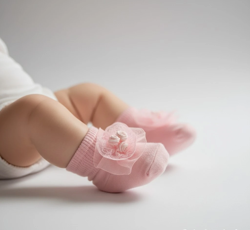 Tül & Çiçek Detaylı Çorap| Yenidoğan & Bebek Giyim