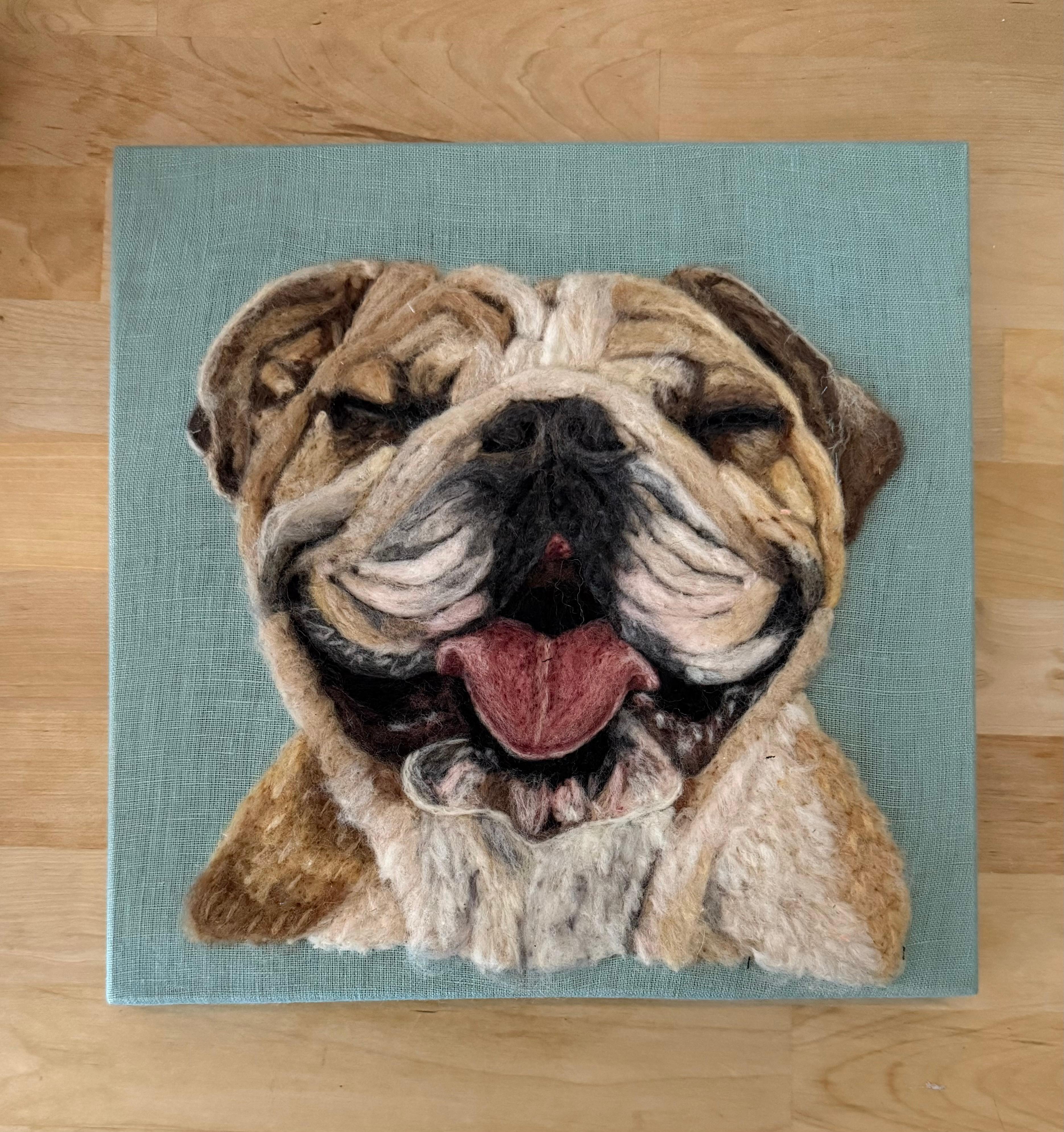 English Bulldog - Wool Portrait (25 x 25 cm)