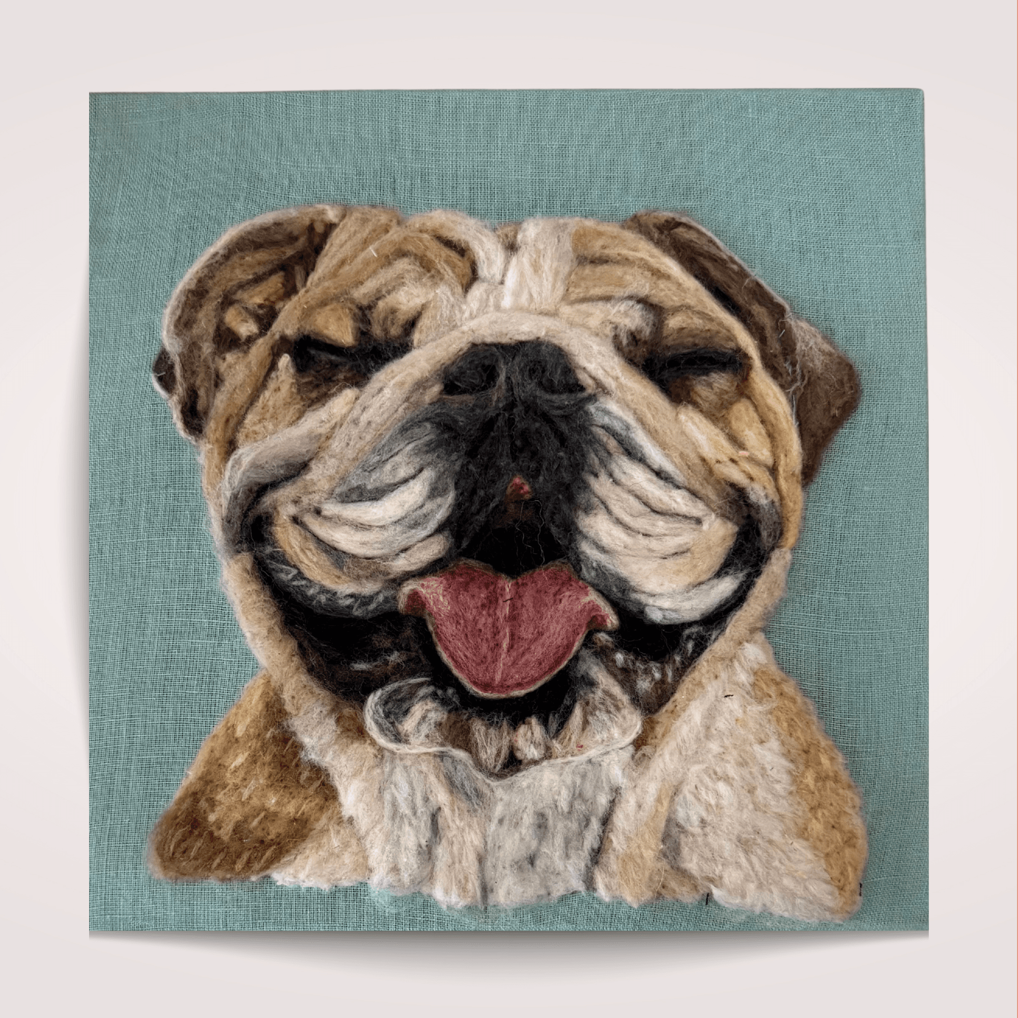 English Bulldog - Wool Portrait (25 x 25 cm)