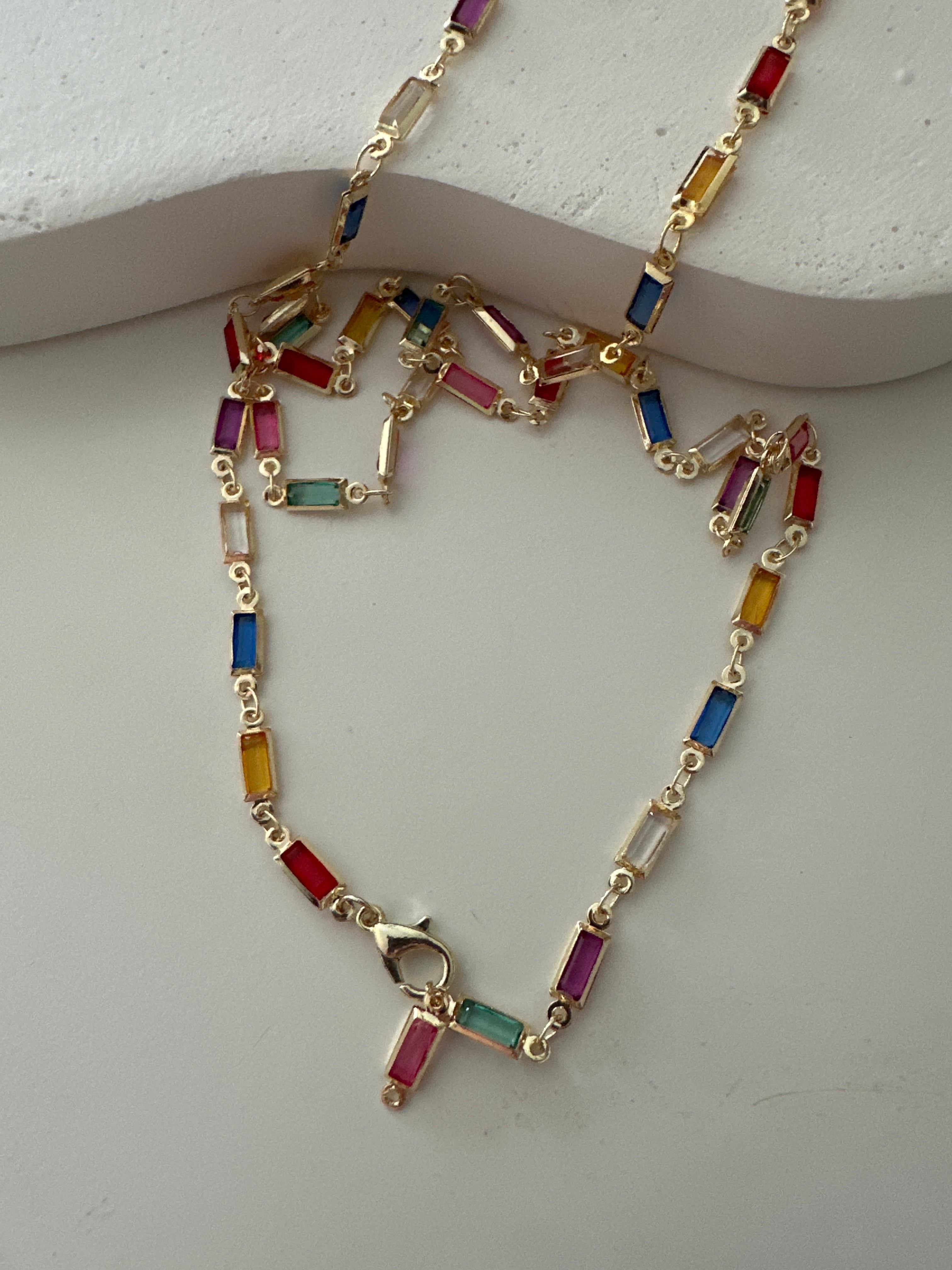 Baget Renkli Gold Kolye