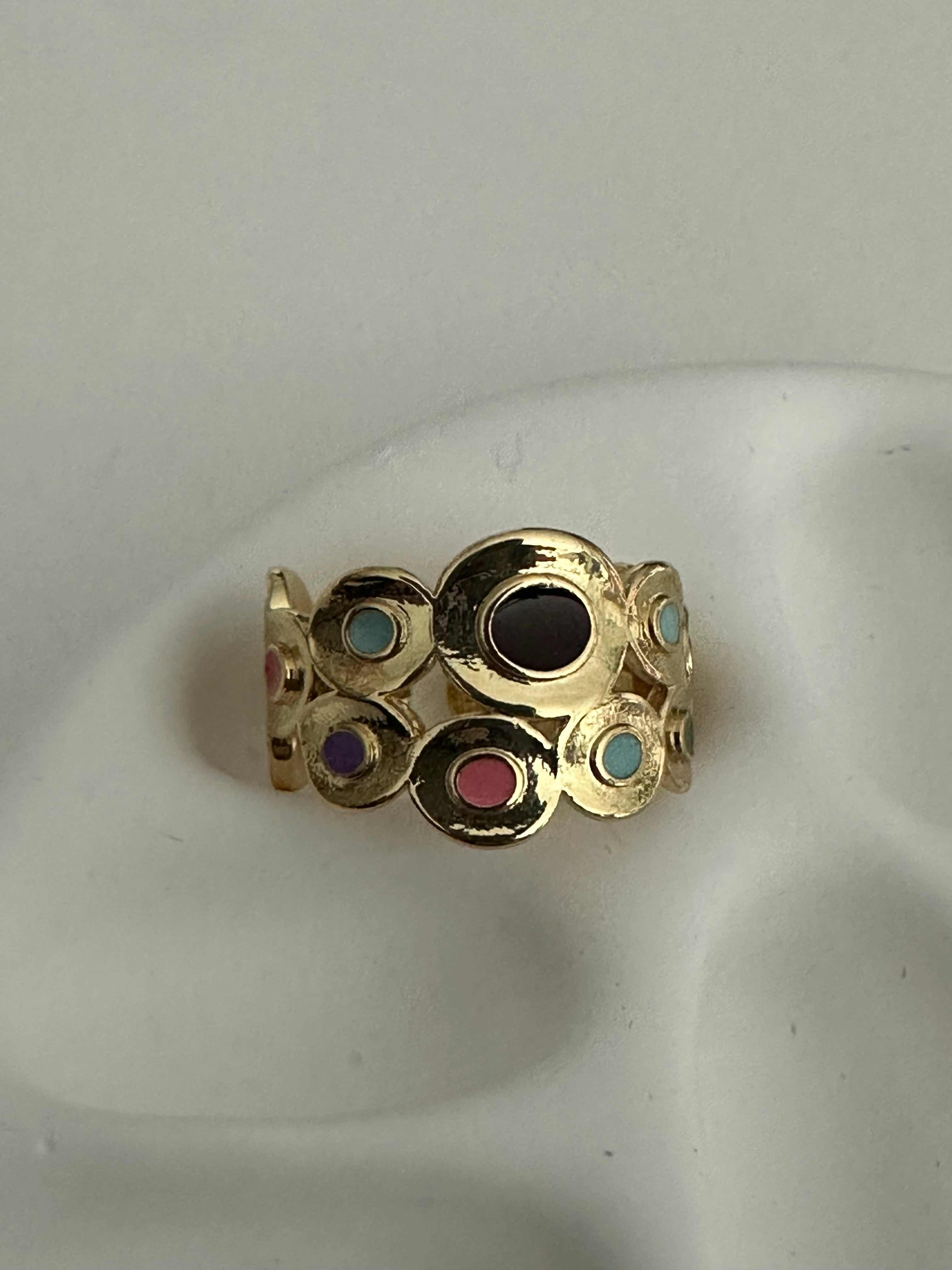 Renkli Mineli Serçe Parmak Yüzüğü