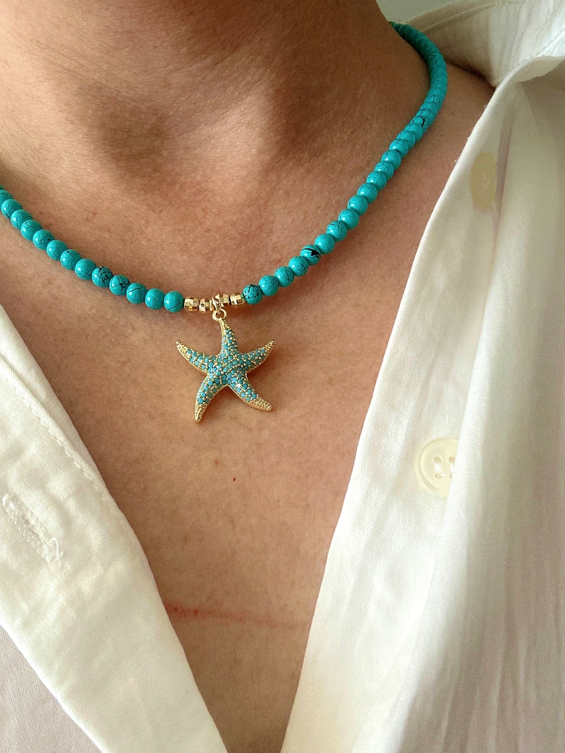 Mavi Boncuk Yıldız Kolye