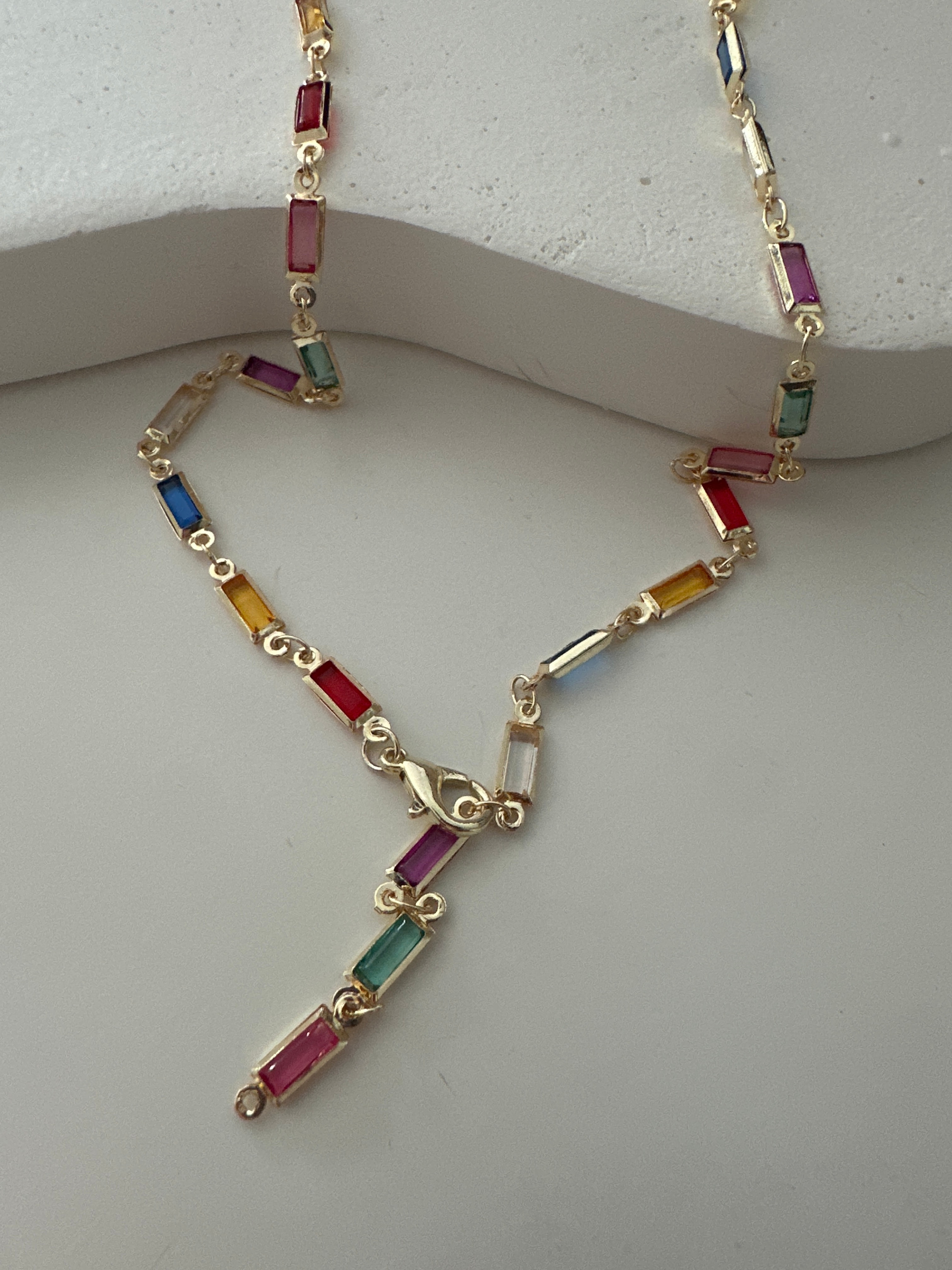 Baget Renkli Gold Kolye