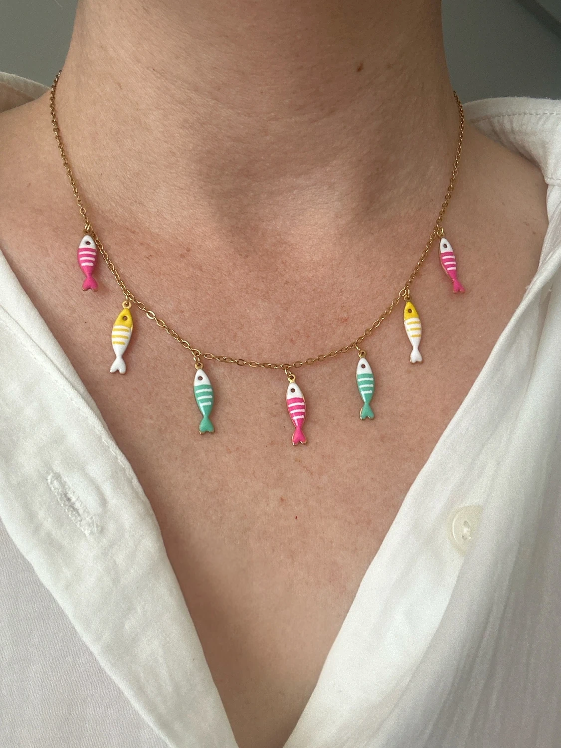 Renkli Çelik Balık Kolye