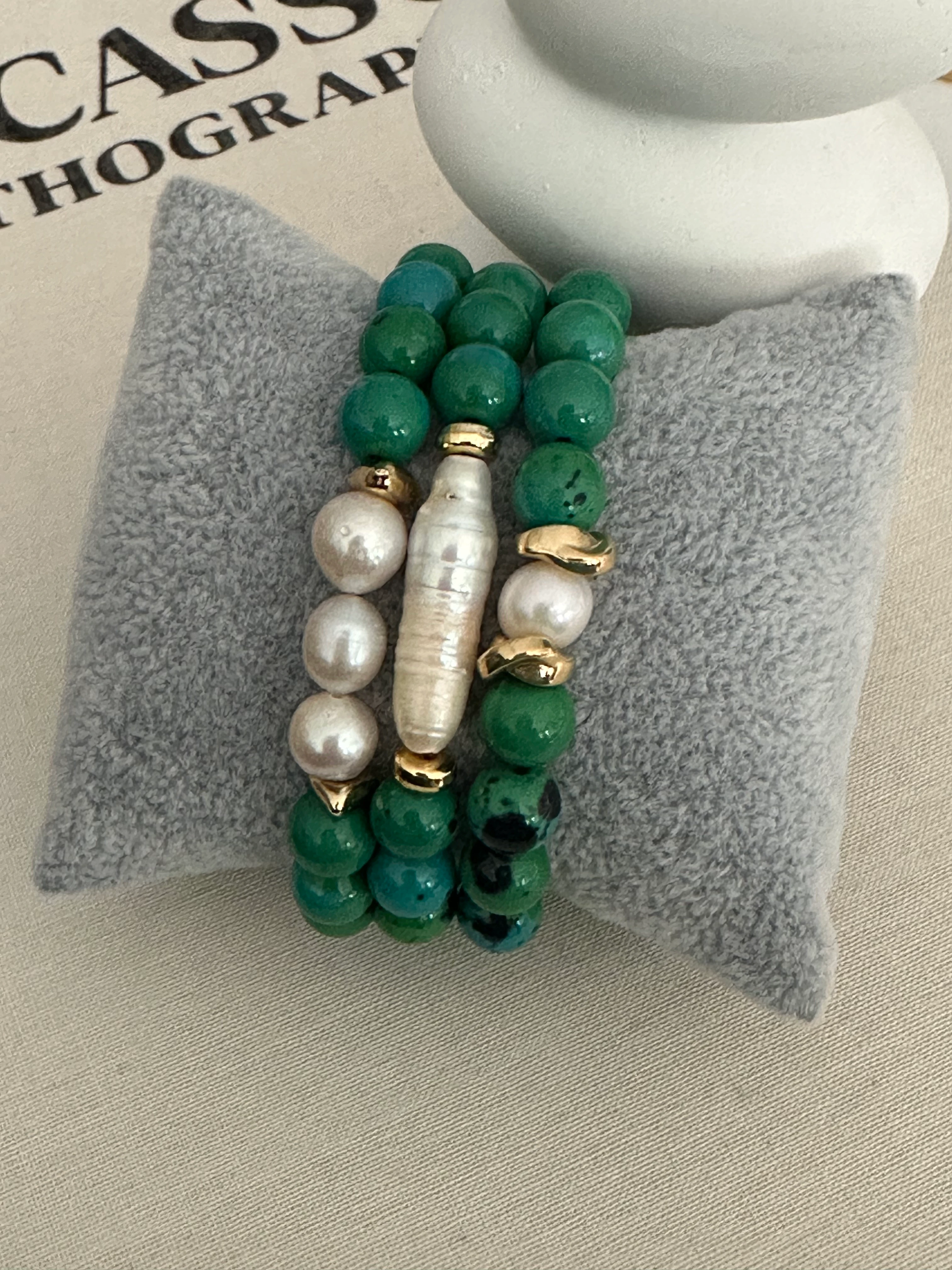 Doğal Turkuaz&İnci Bileklik