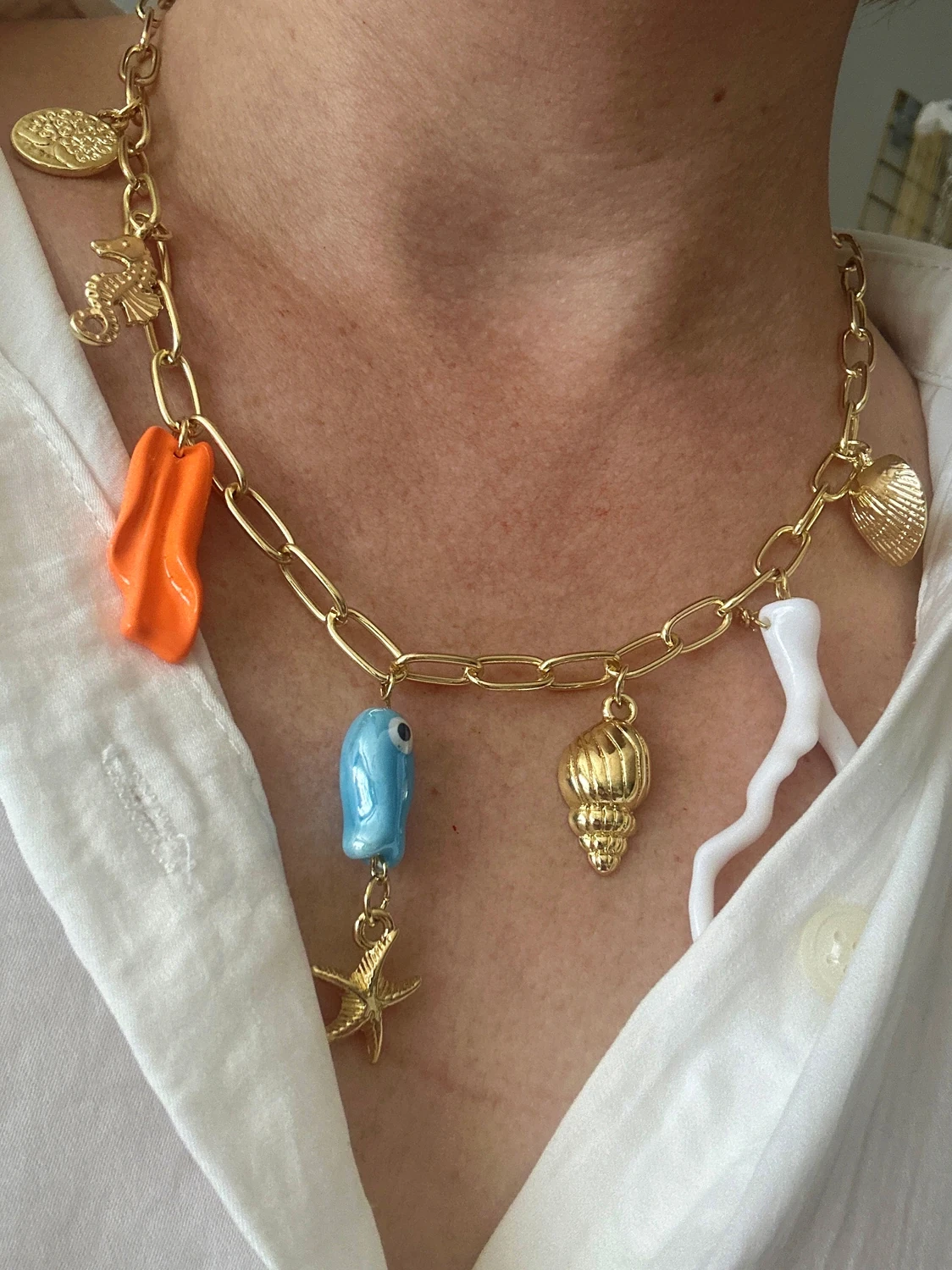 Deniz Temalı Çelik Kolye