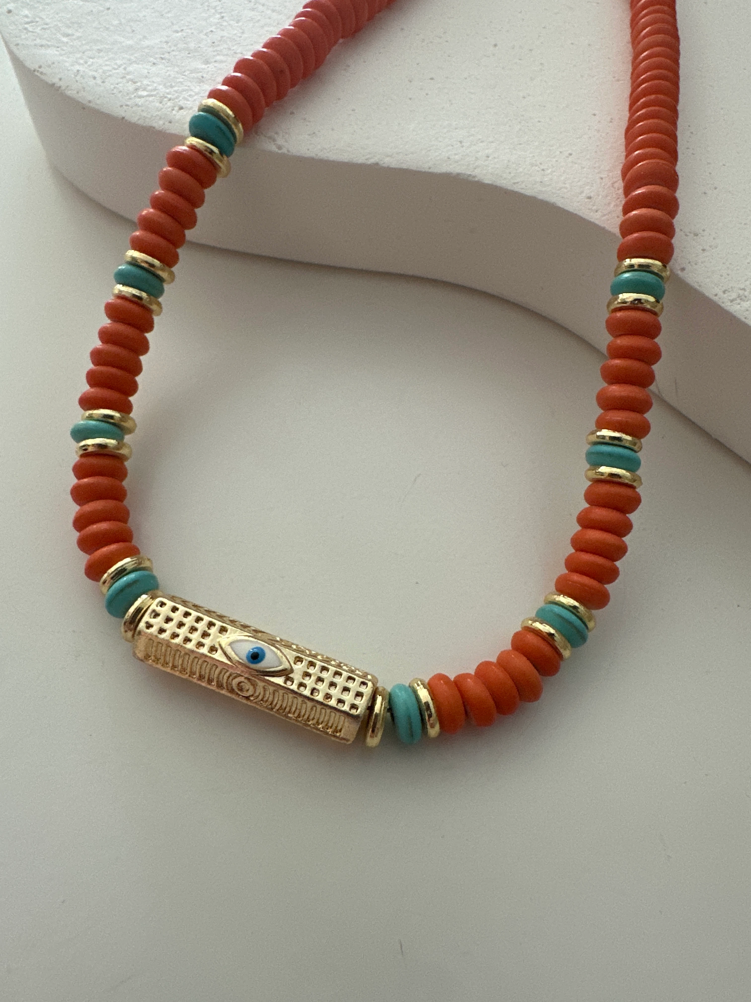 Göz Boncuk Kolye Turuncu