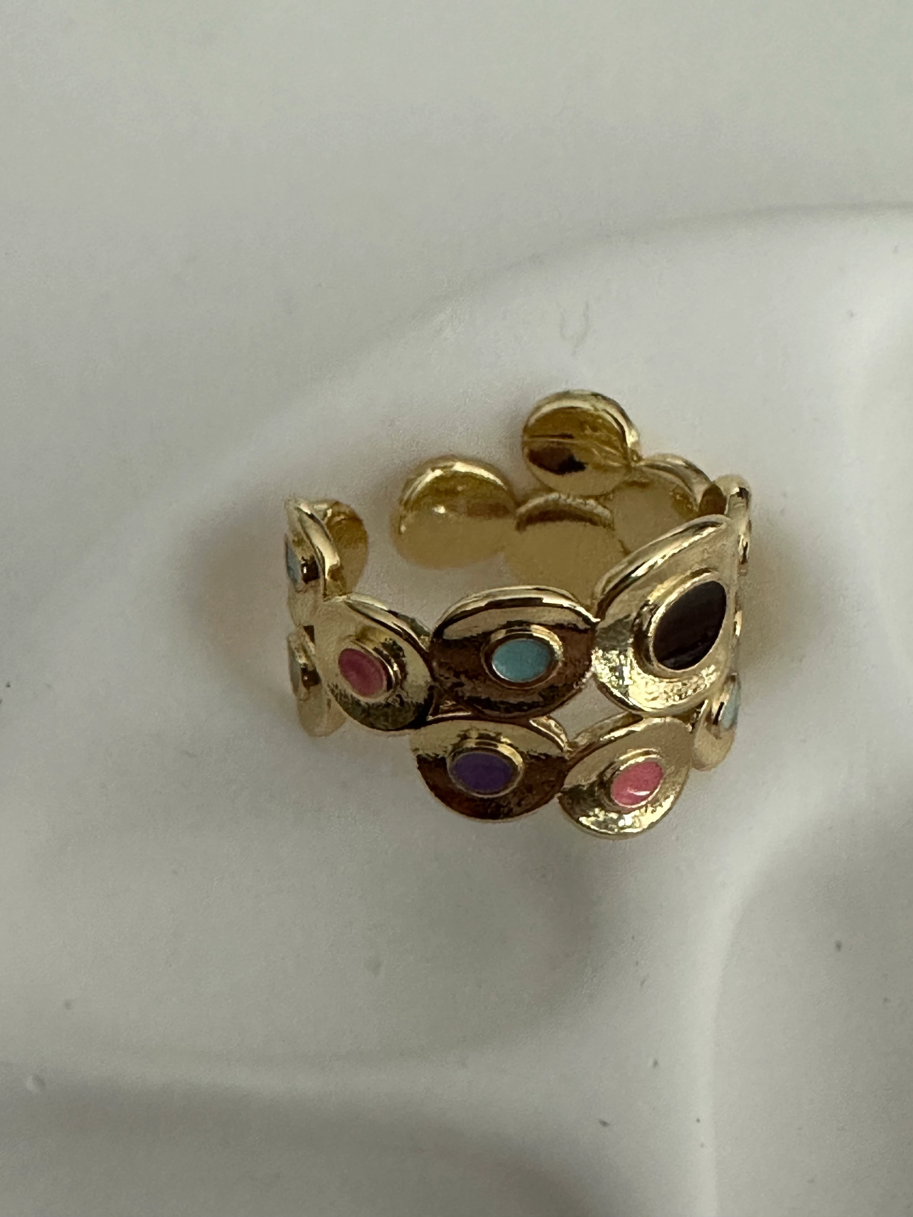 Renkli Mineli Serçe Parmak Yüzüğü