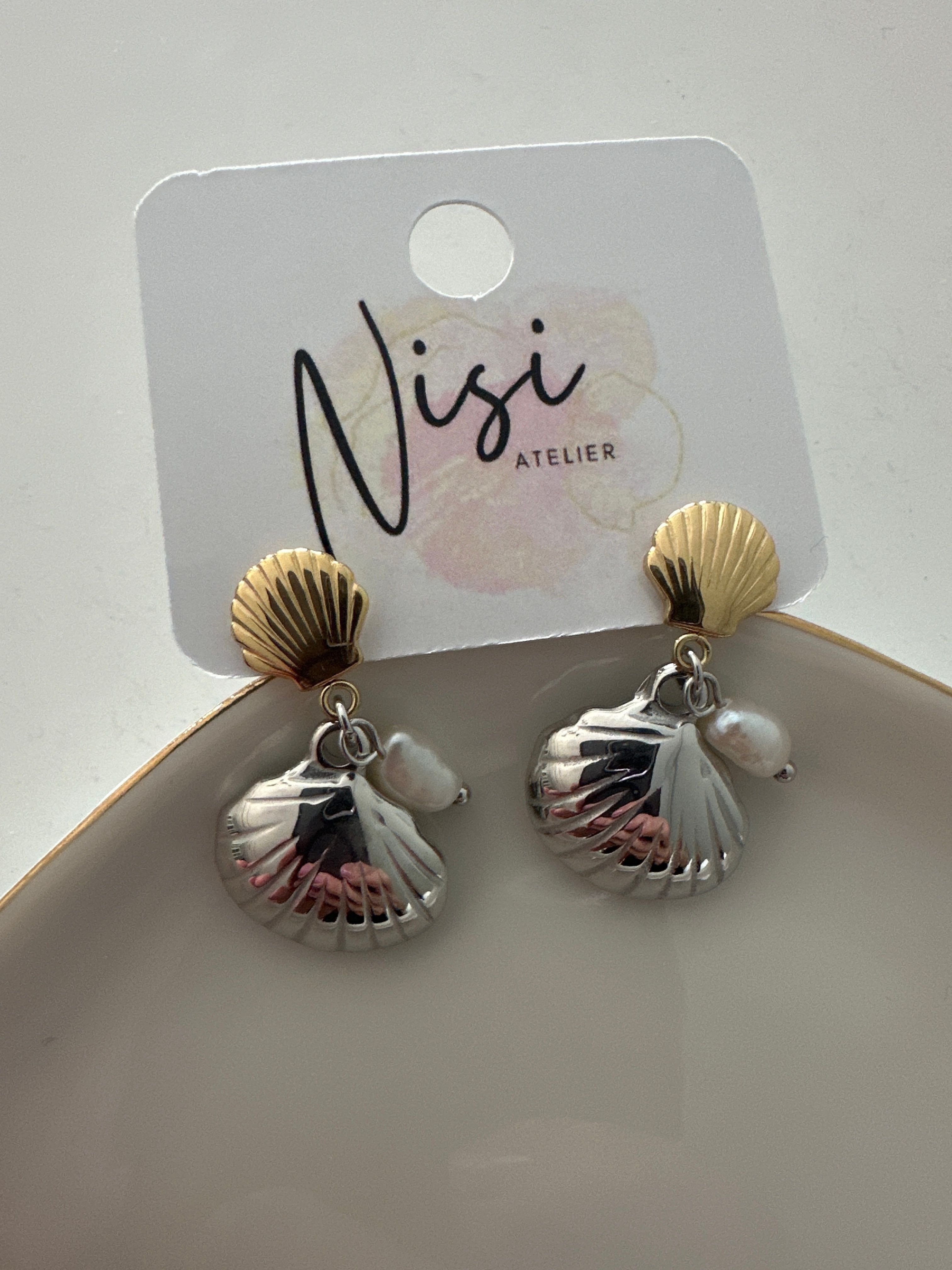 İncili Midye Küpe