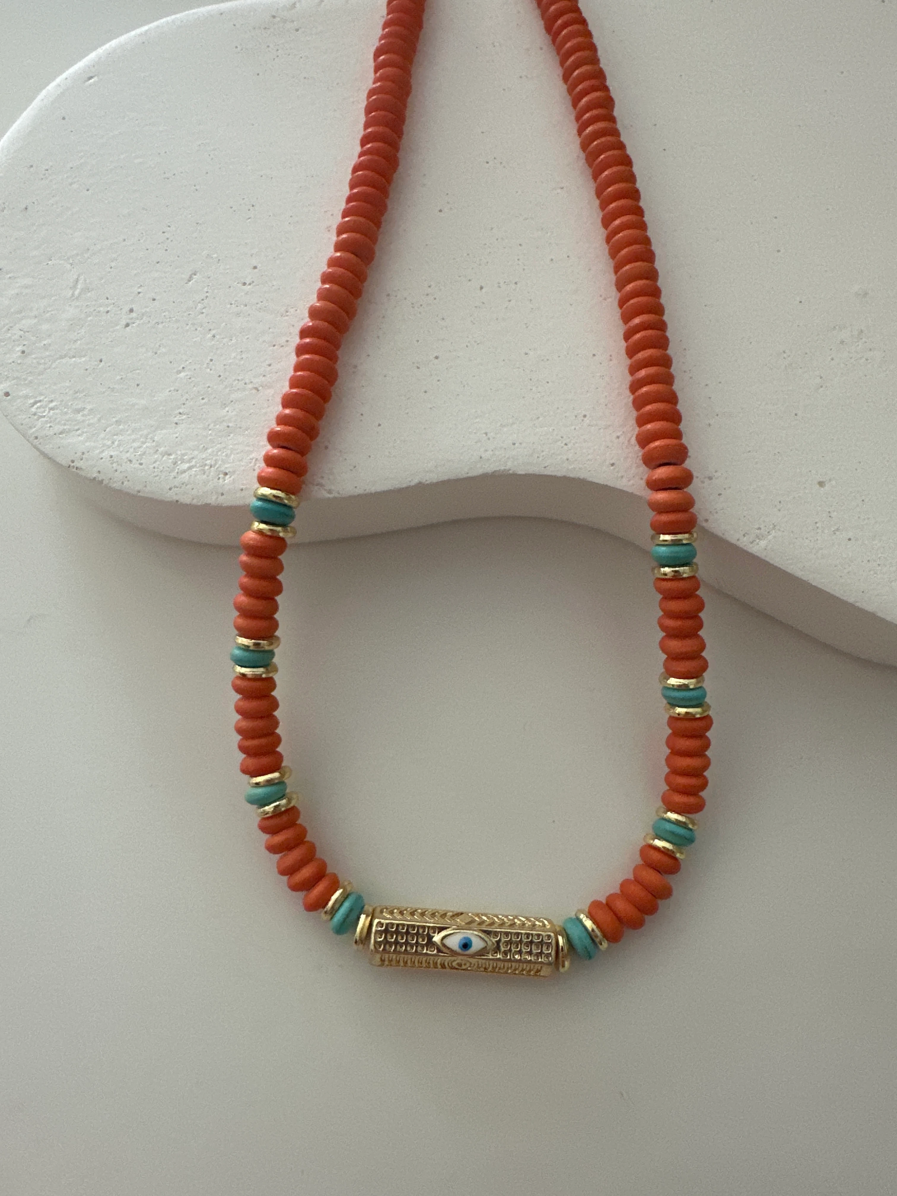 Göz Boncuk Kolye Turuncu