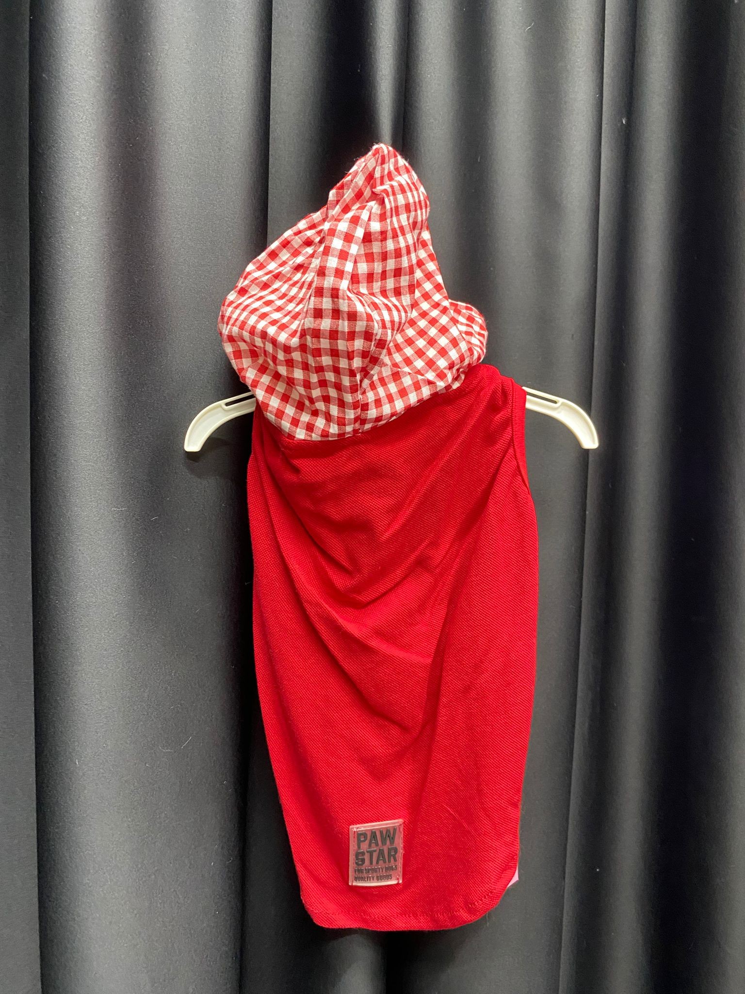 PAWSTAR Kırmızı Gingham Kapşonlu Polo Tişört