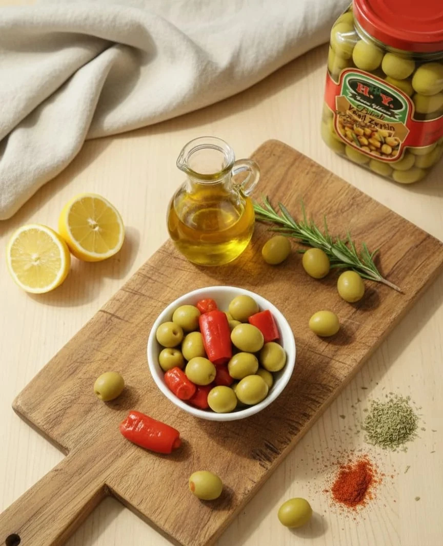 Dolgulu Yeşil Zeytin (Biberli) | Doğal Sofralık Zeytin