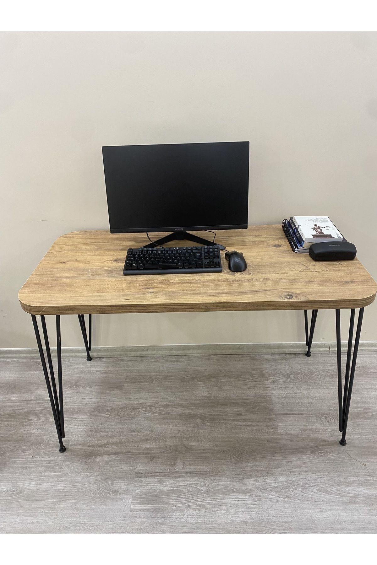 Metal Ayaklı 120x59 cm Atlantik Çam Çalışma Masası Bilgisayar Masası - ahşap