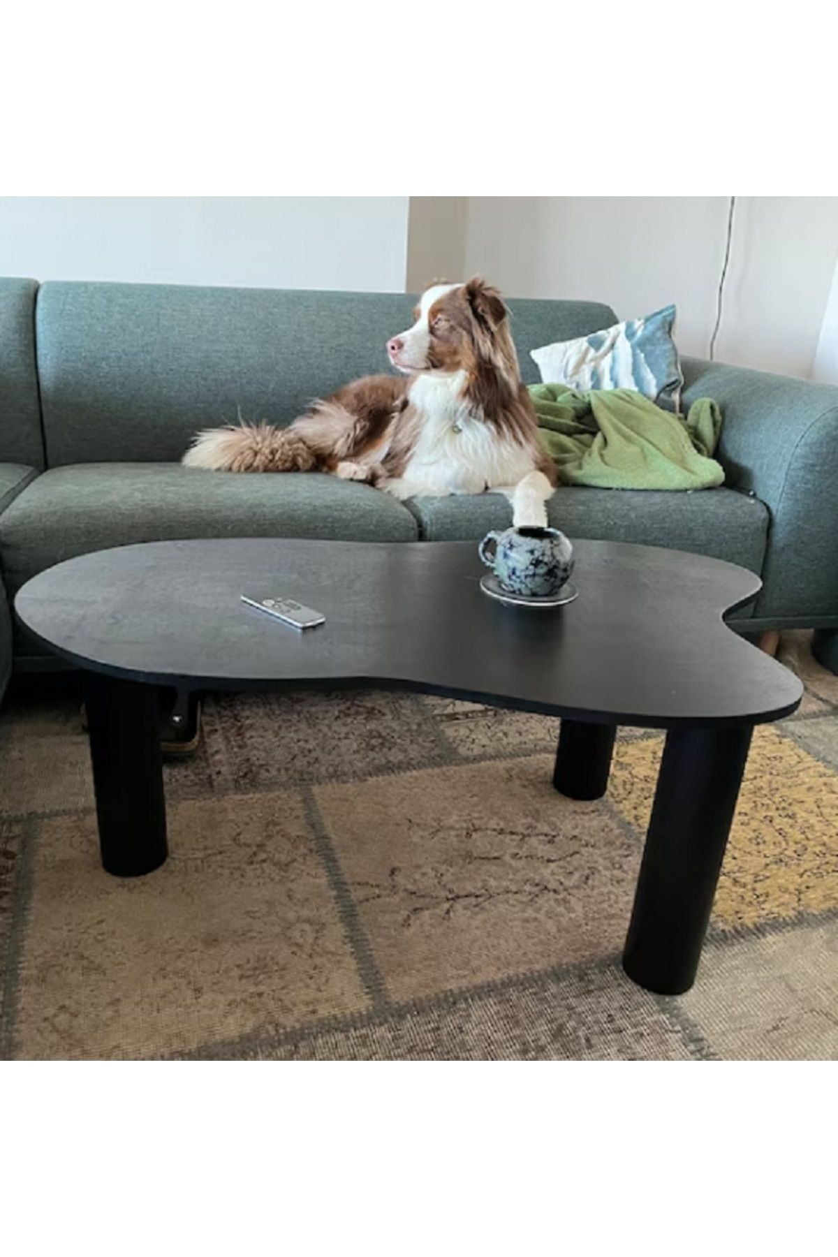 Asimetrik 90x90 cm Modern Ahşap Ayaklı Orta Sehpa