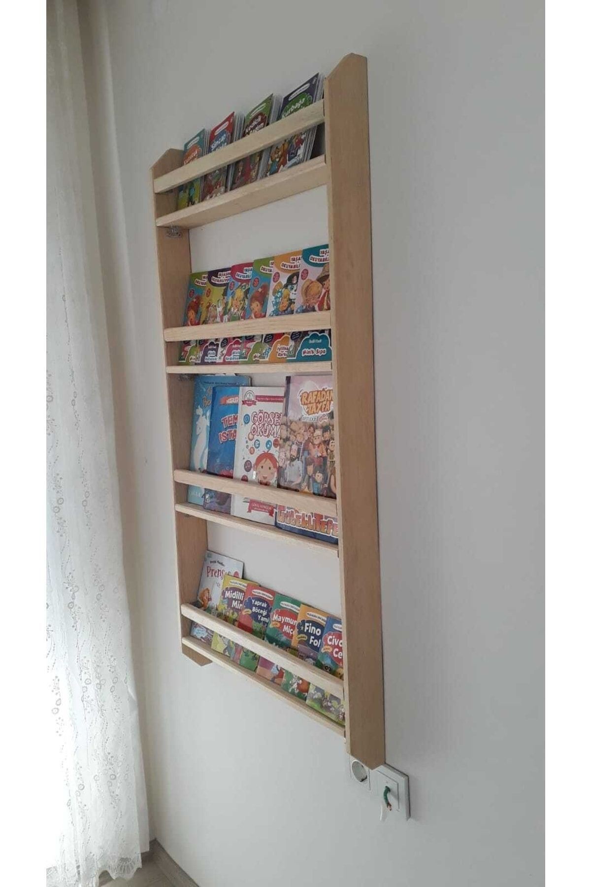 Ahşap Montessori Ahşap Duvar Rafı Dekoratif Raf 120 Cm