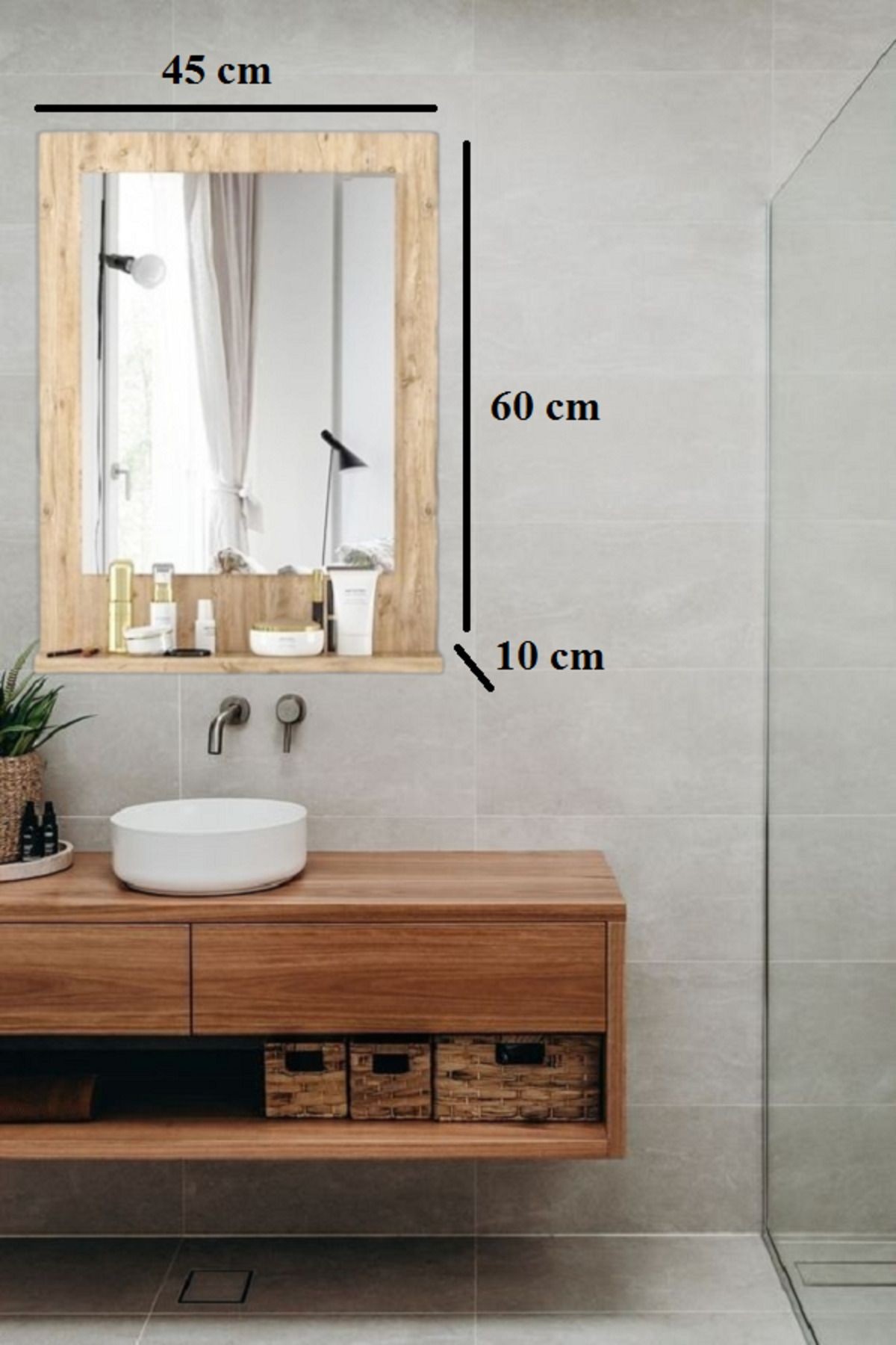 Sonomo Banyo Aynası Lavabo Aynası Dekoratif Ayna 45x60 cm Dikey