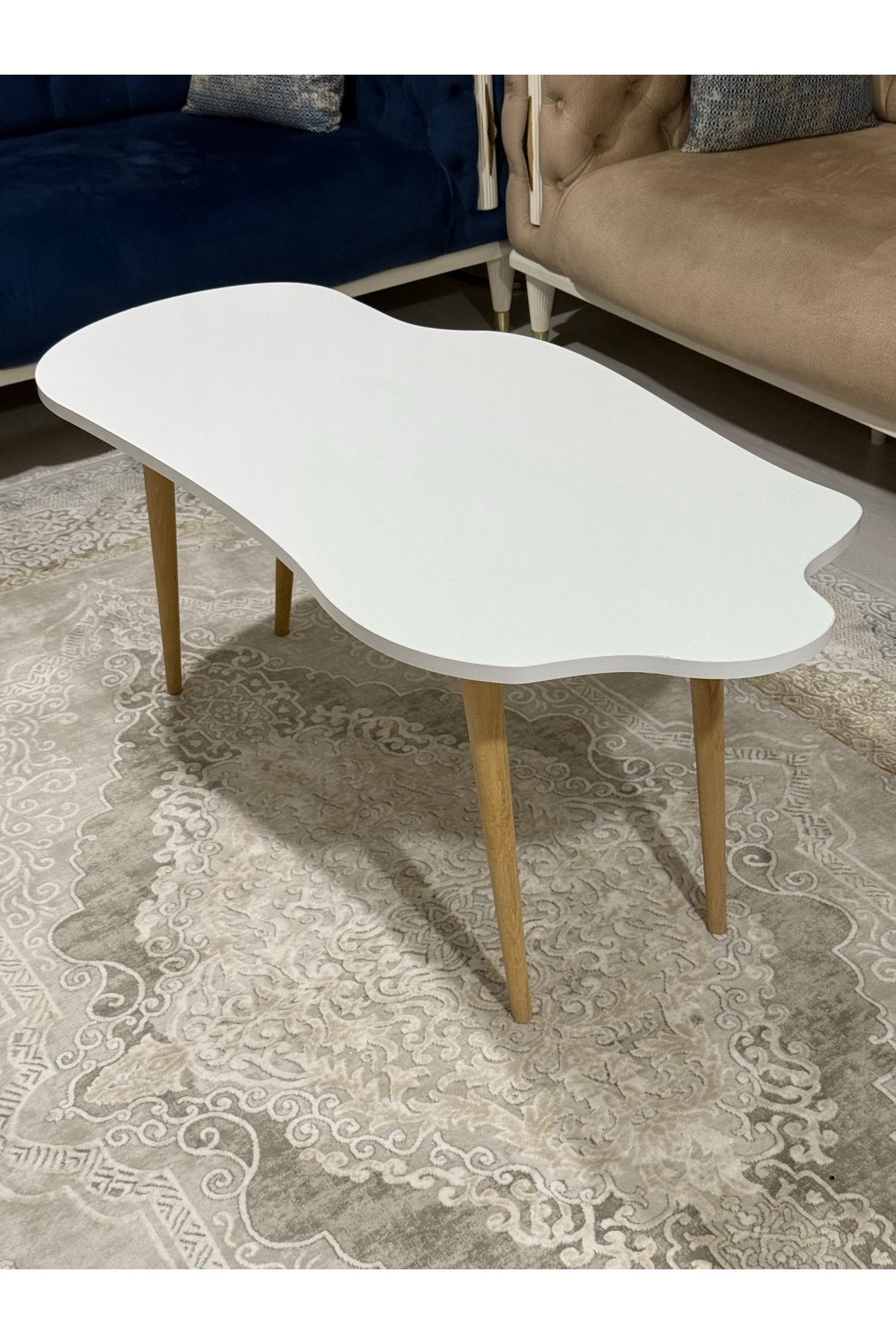 Asimetrik Bulut Model 120x60 cm Ahşap Oval Ayaklı