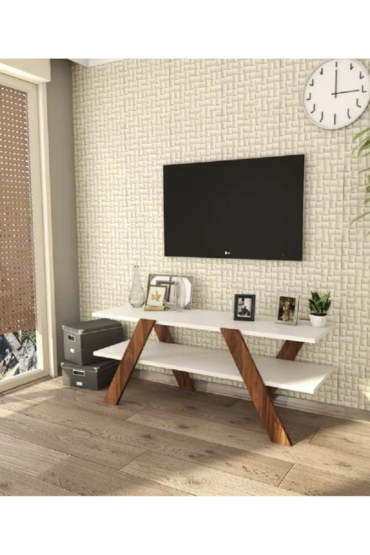 TV Ünitesi 120 cm Tv Sehpası - beyaz-kahverengi