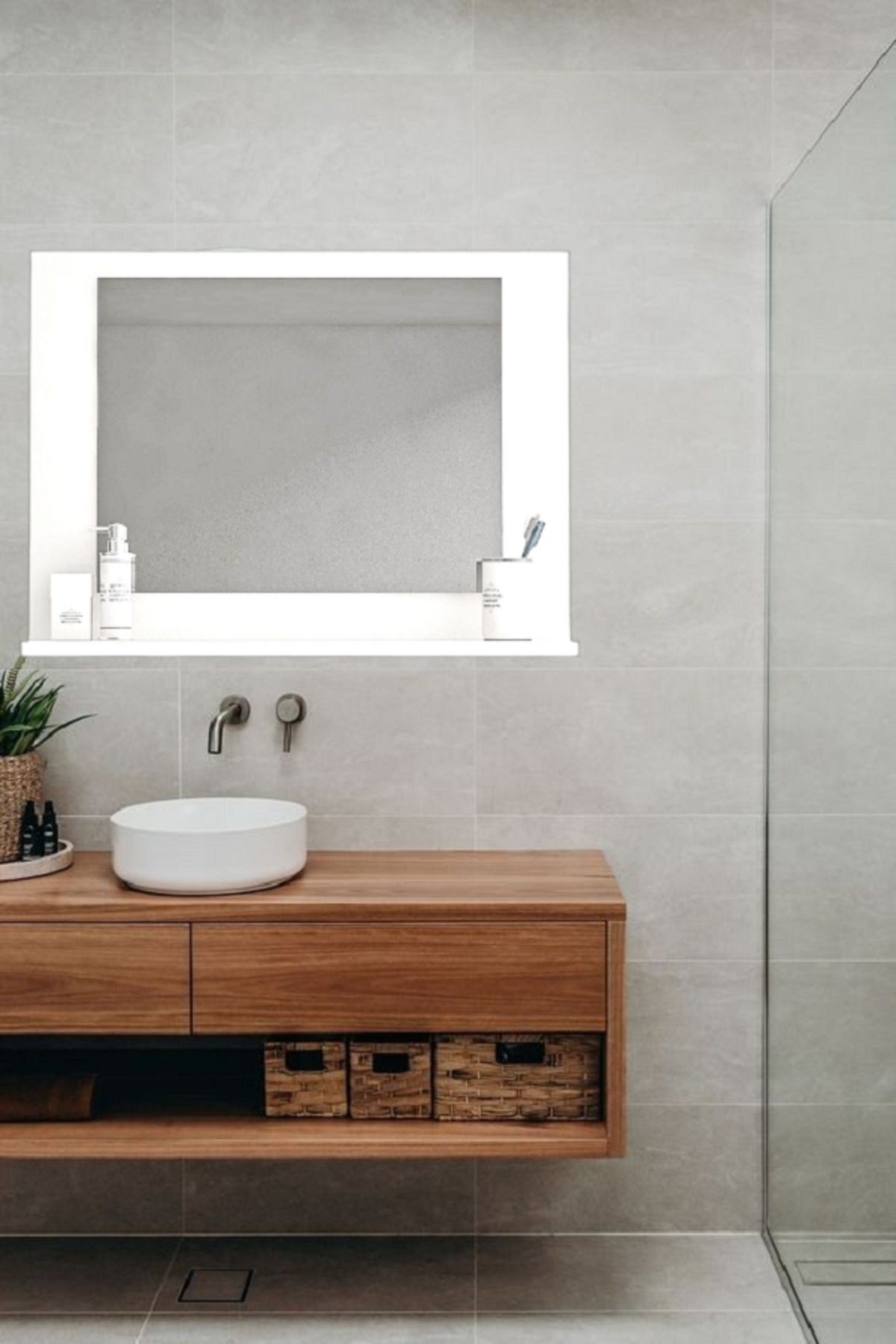 Beyaz Banyo Aynası Lavabo Aynası Dekoratif Ayna 60x45 cm Yatay