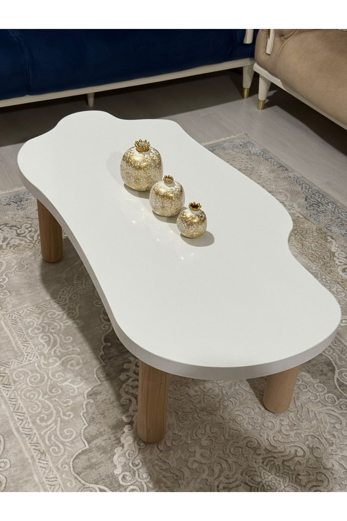 Asimetrik Bulut Model 120x60 cm Kalın Kenarlı Orta Sehpa