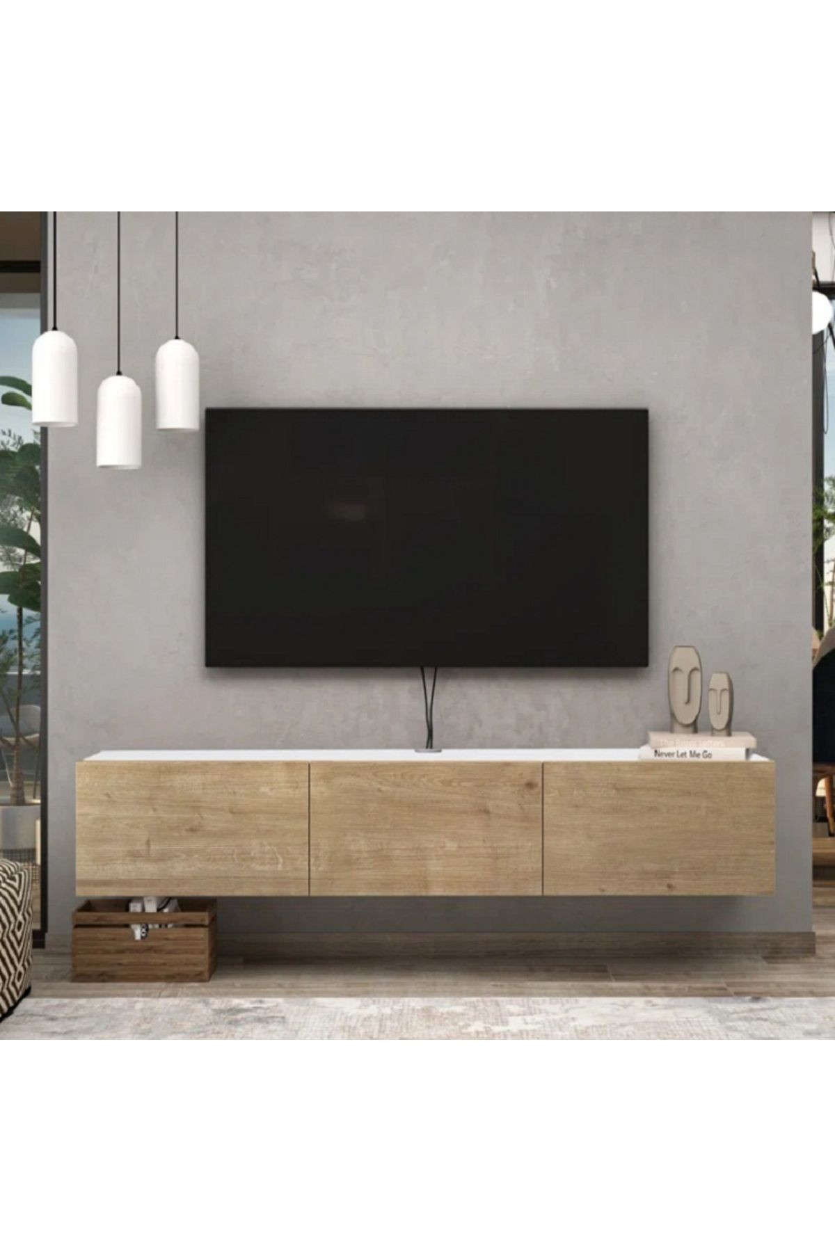 TV Ünitesi 150 cm Tv Sehpası 3 Kapaklı TV Dolabı