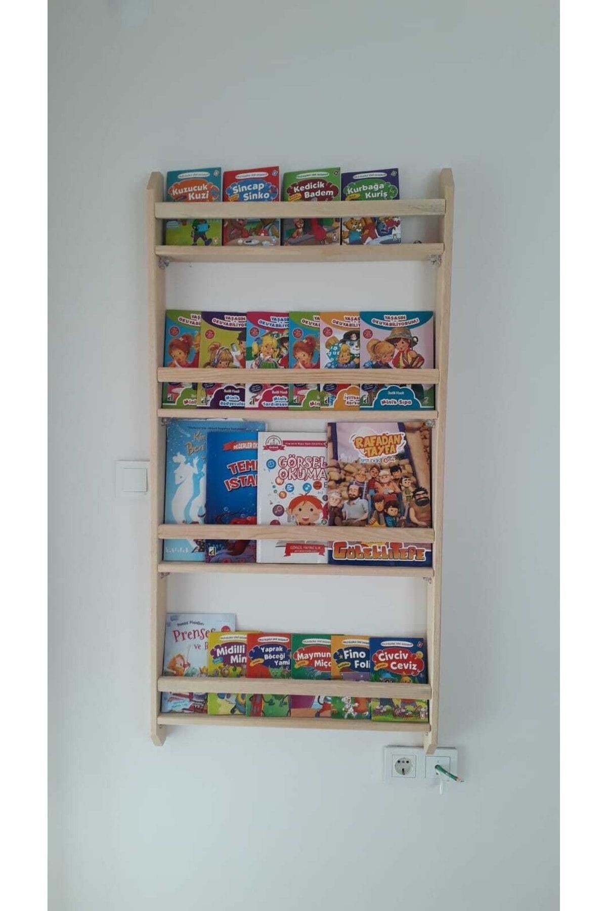 Ahşap Montessori Ahşap Duvar Rafı Dekoratif Raf 120 Cm