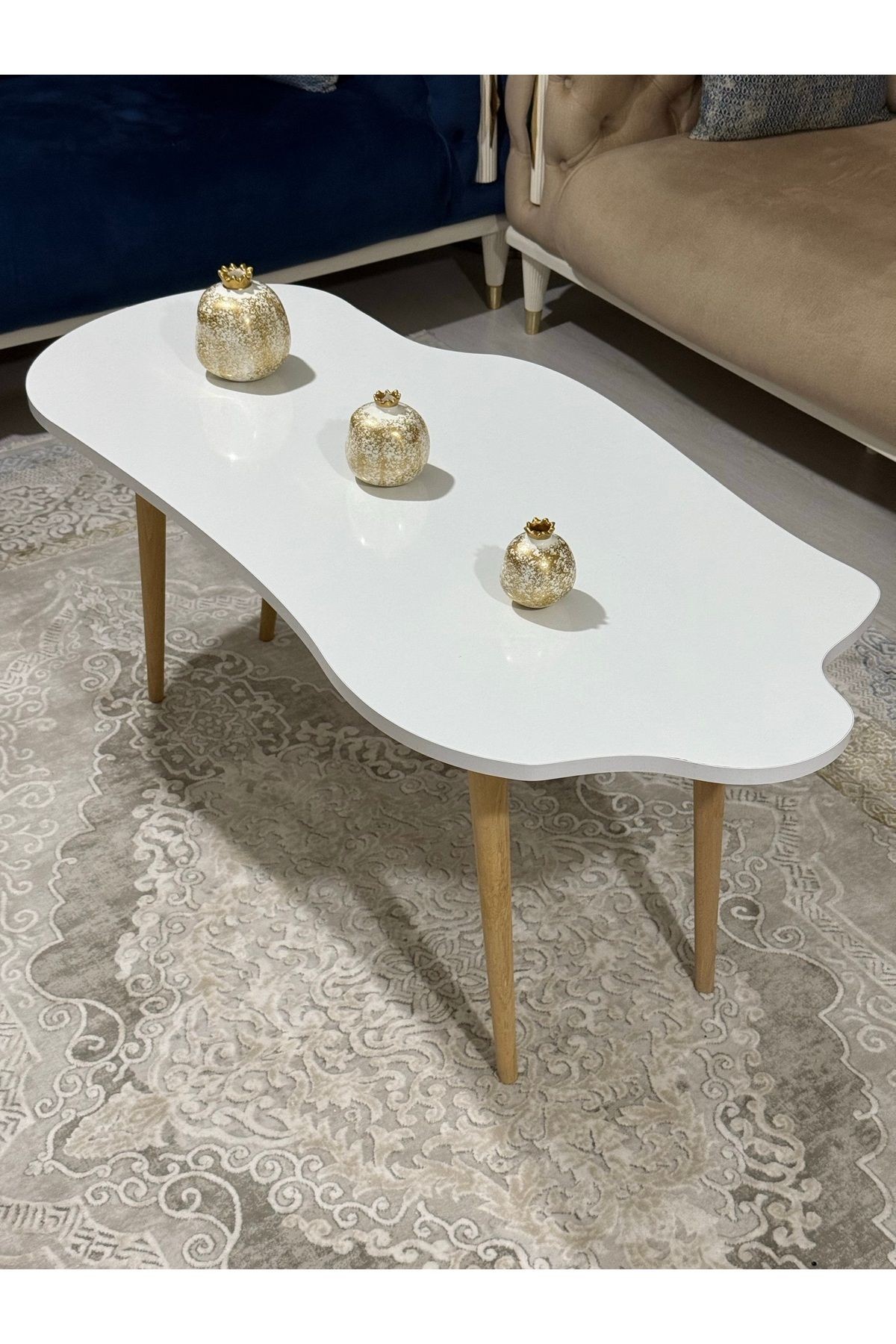 Asimetrik Bulut Model 120x60 cm Ahşap Oval Ayaklı