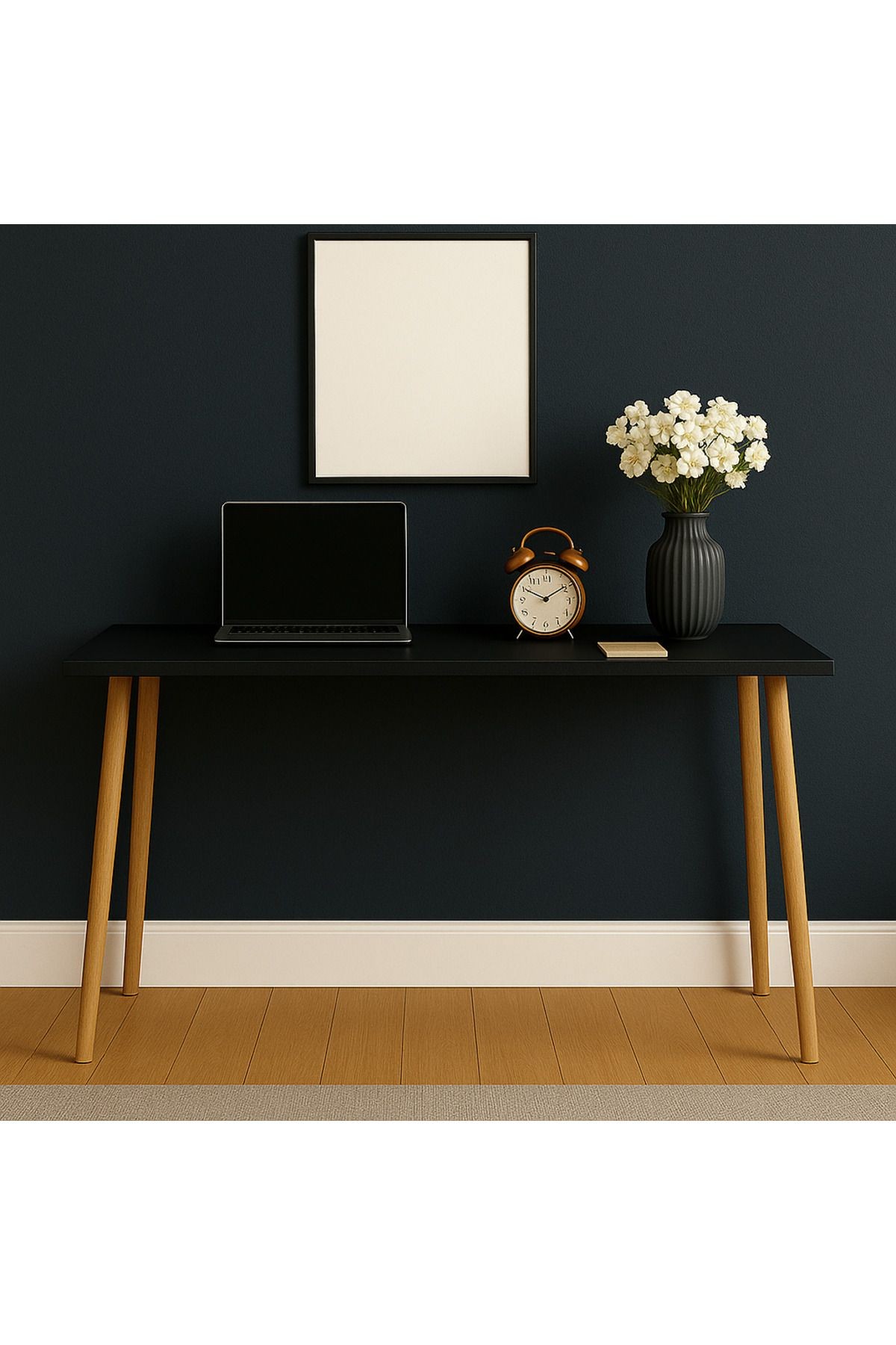 Konik Ayaklı 90x60 Çalışma Masası - siyah