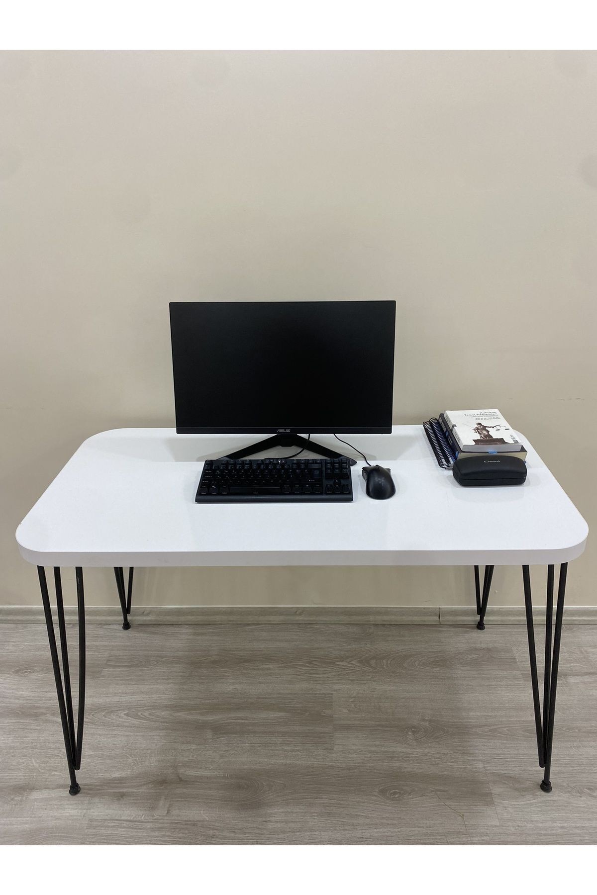 Metal Ayaklı 120x59 cm Atlantik Çam Çalışma Masası Bilgisayar Masası - beyaz