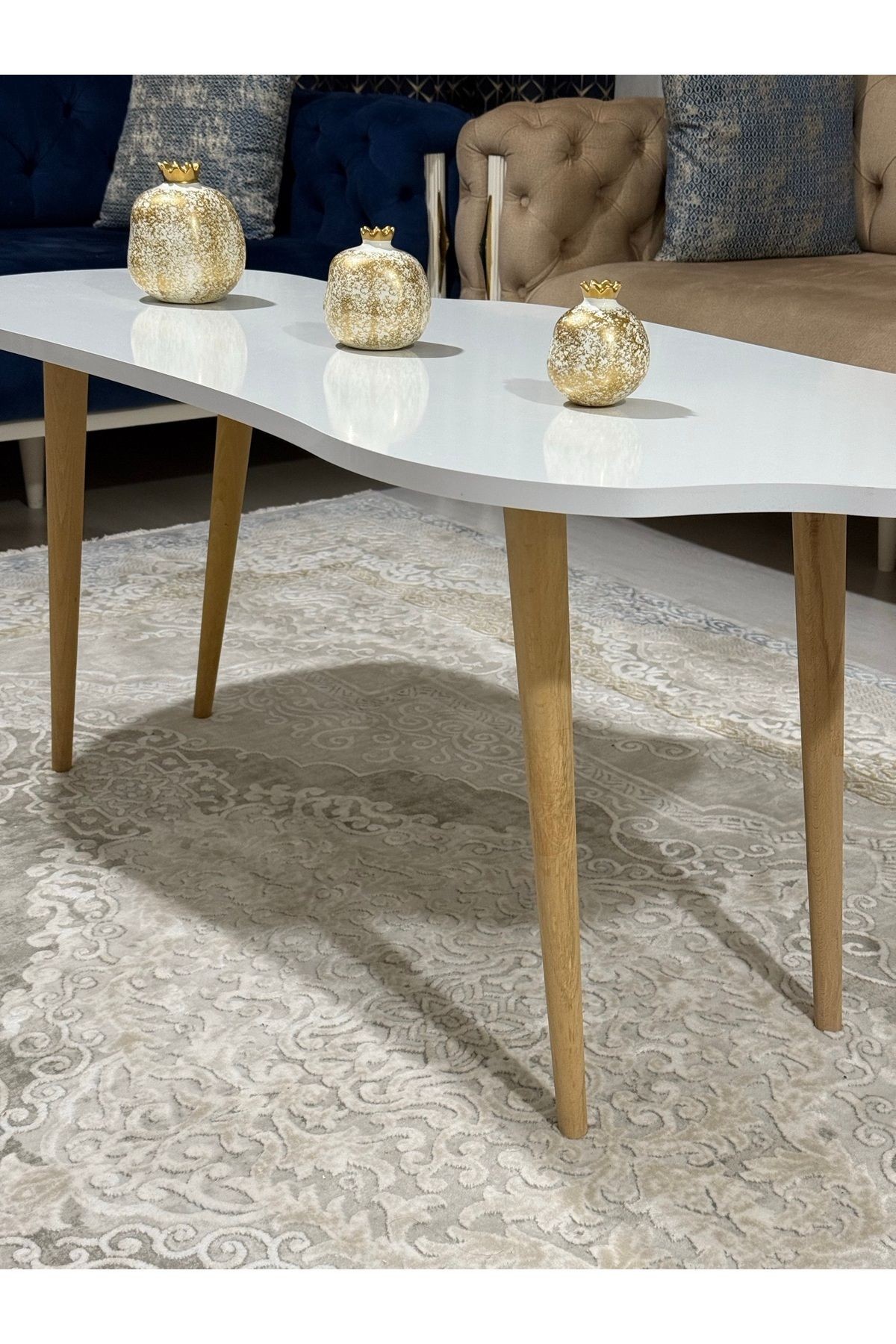 Asimetrik Bulut Model 120x60 cm Ahşap Oval Ayaklı