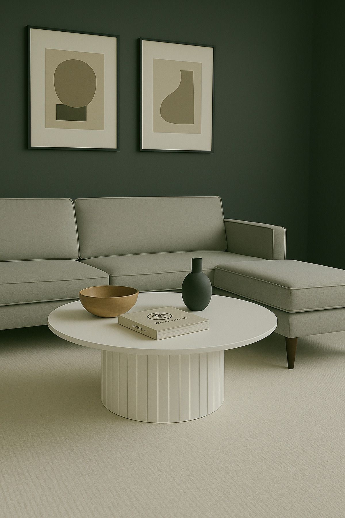 Modern Kalın Kenarlı (36 mm kalınlıklı) Yuvarlak Orta Sehpa