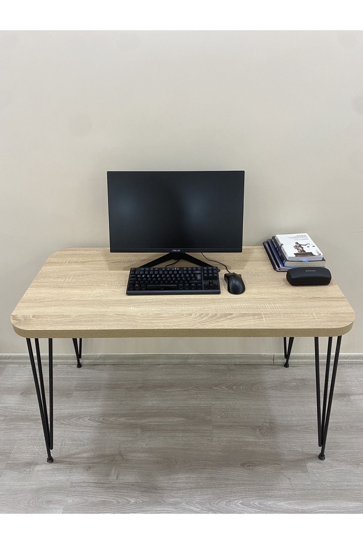 Metal Ayaklı 120x59 cm Atlantik Çam Çalışma Masası Bilgisayar Masası - sonomo