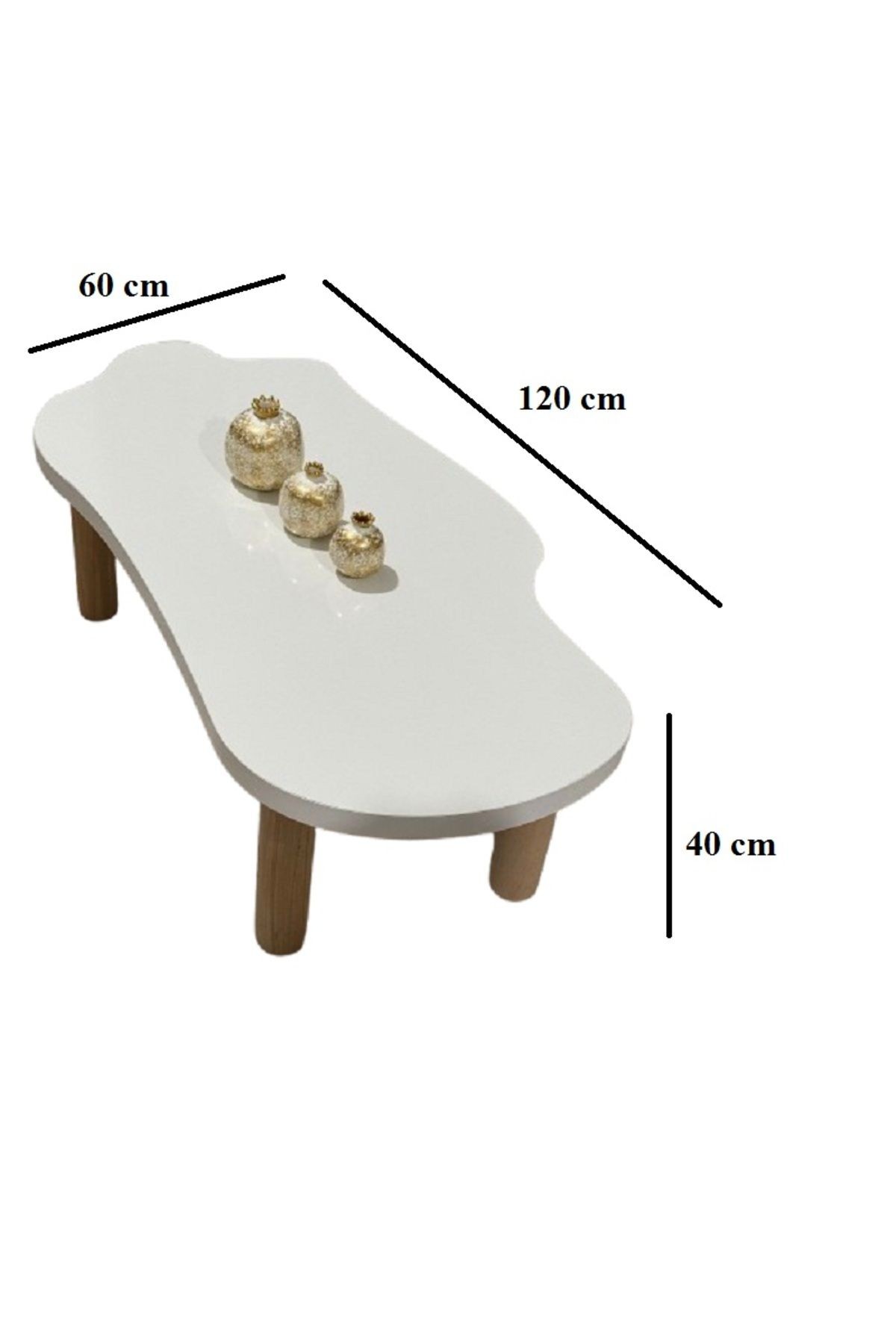 Asimetrik Bulut Model 120x60 cm Kalın Kenarlı Orta Sehpa