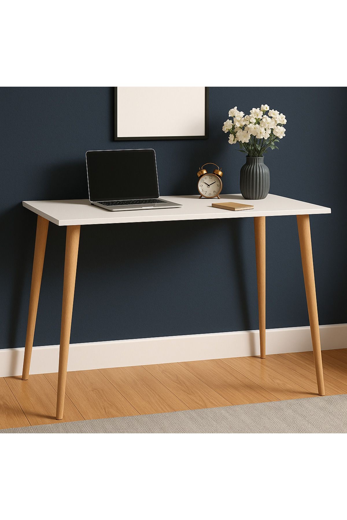 Konik Ayaklı 90x60 Çalışma Masası - beyaz