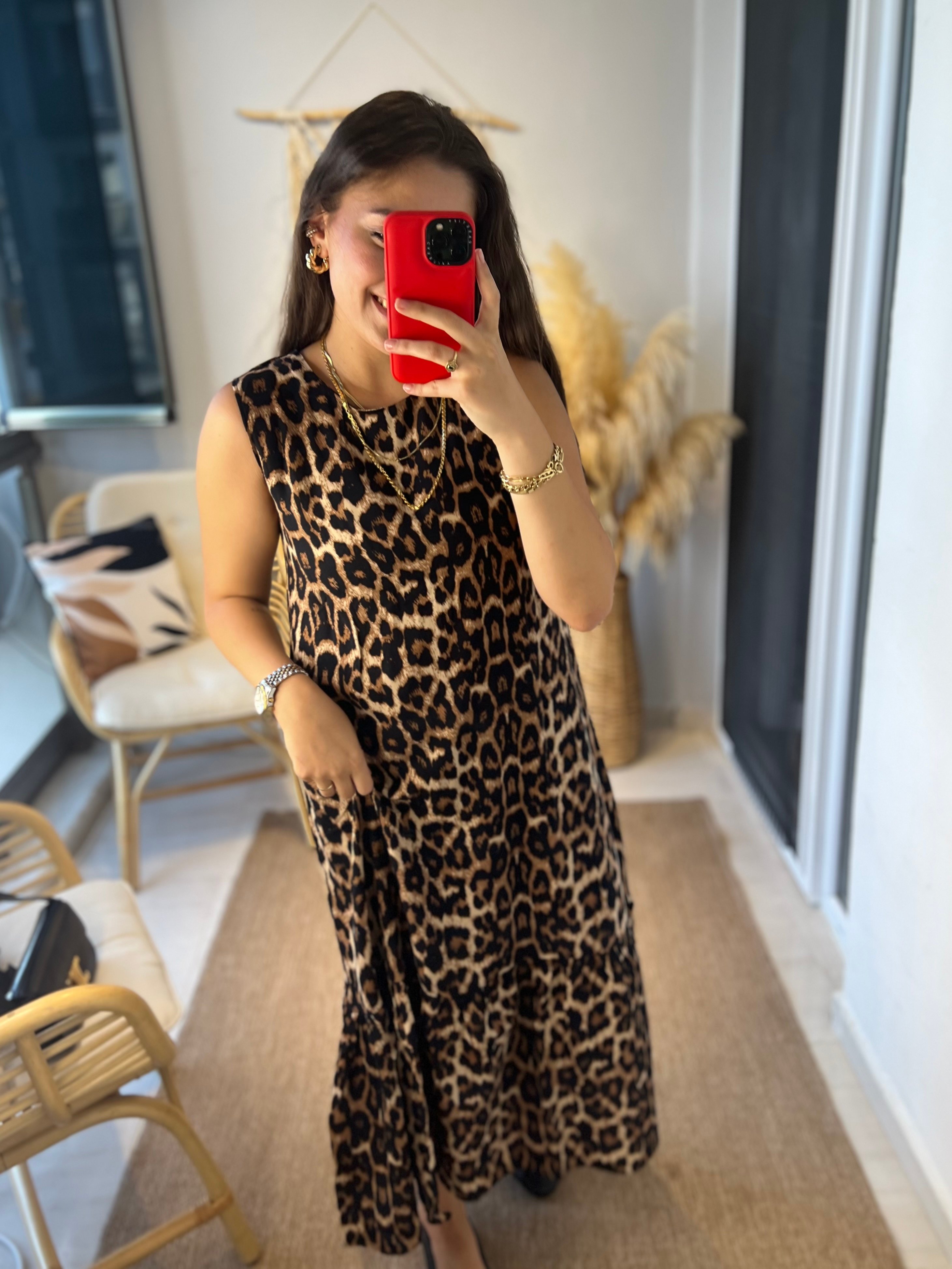 Leopar Maxi Elbise