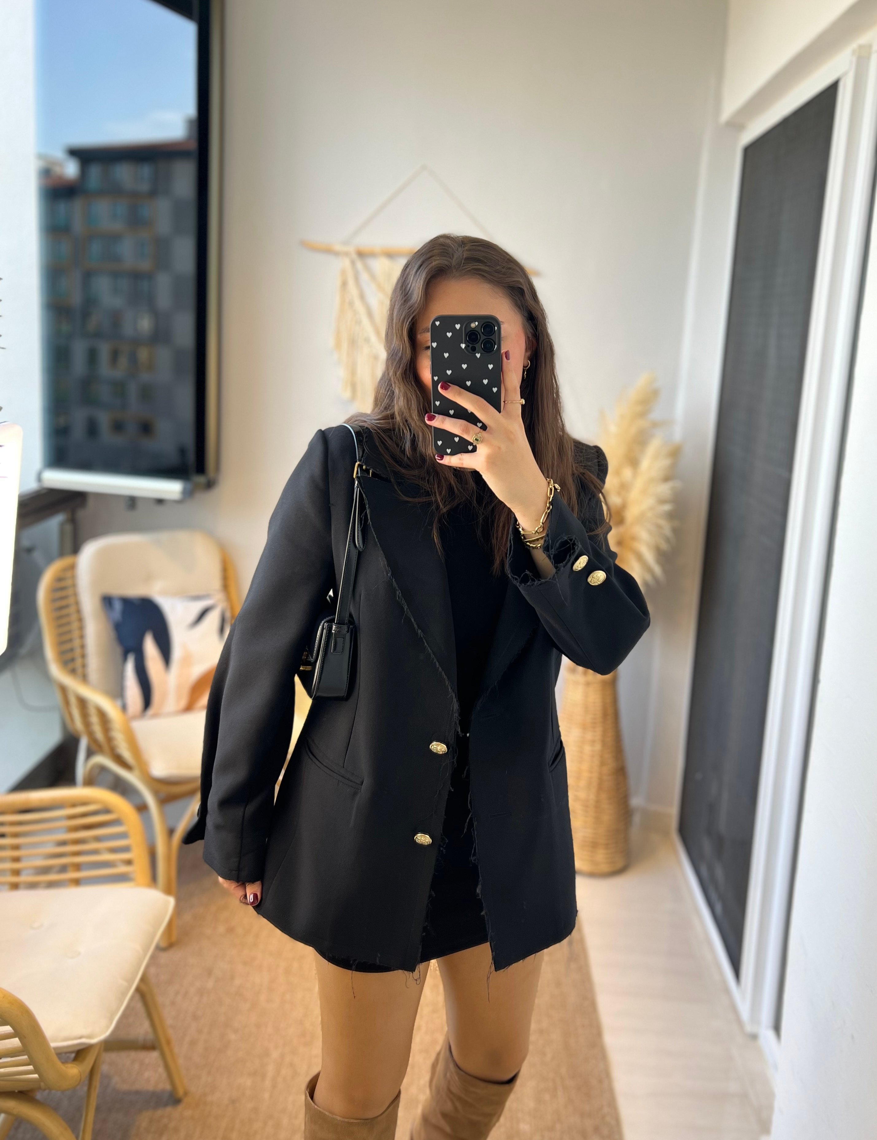 GOLD DÜĞMELİ OVERSİZE BLAZER