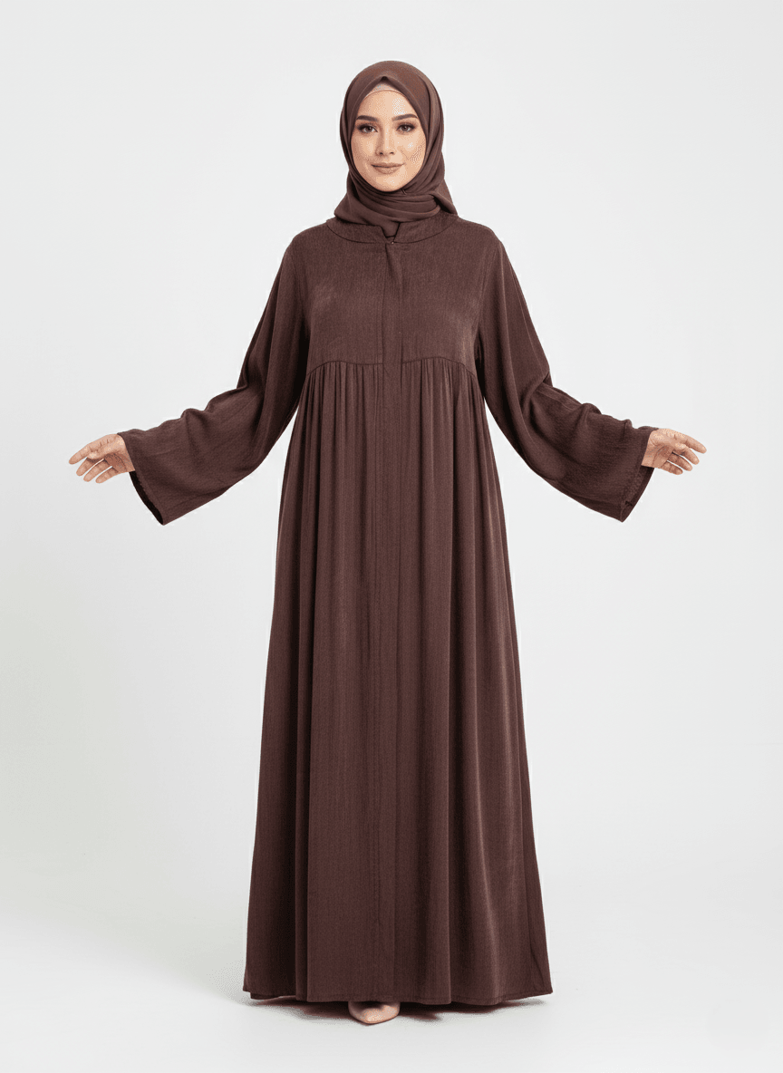 Sultan Gizli fermuar Ferace %100 İpek Cupra Kumaş