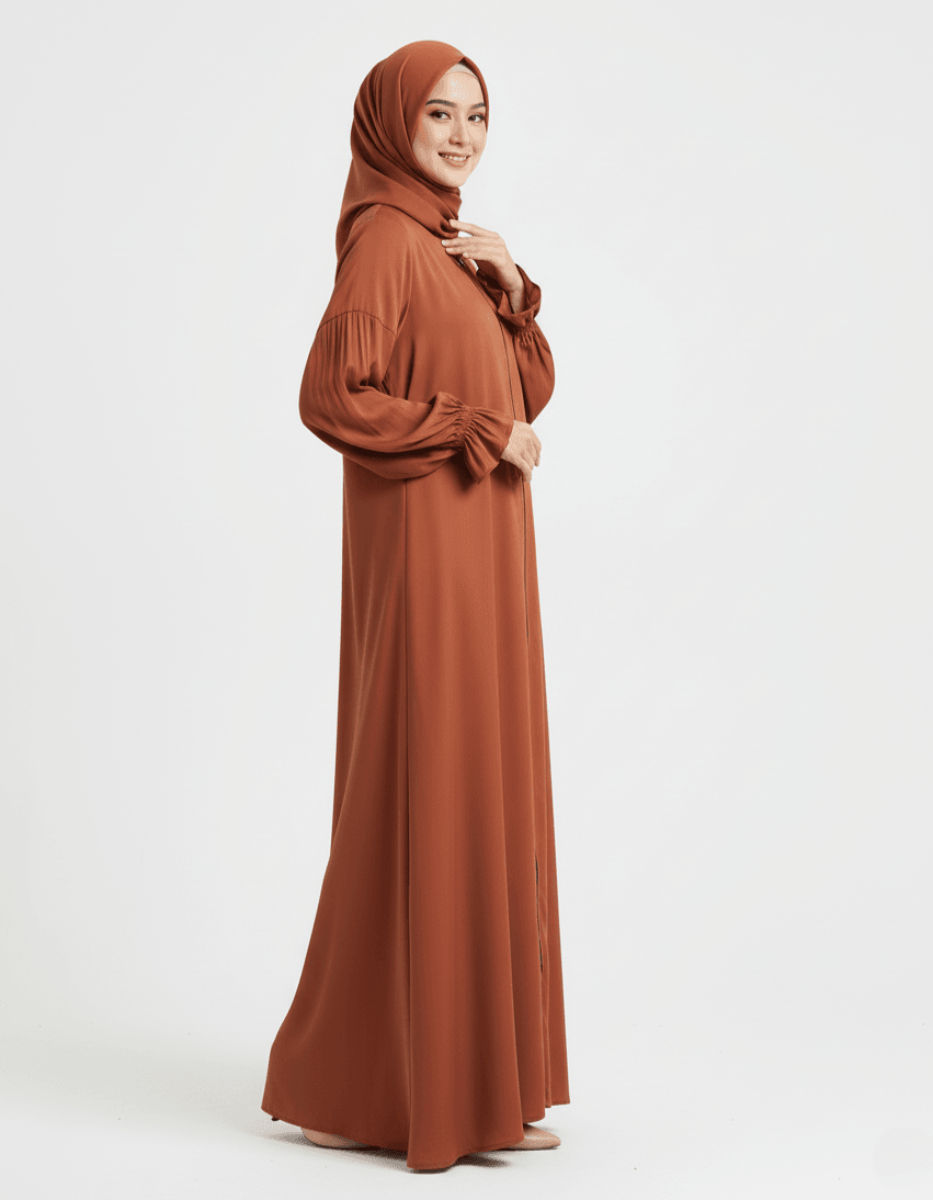 Safir Normal Fermuar Ferace %100 İpek Cupra Kumaş