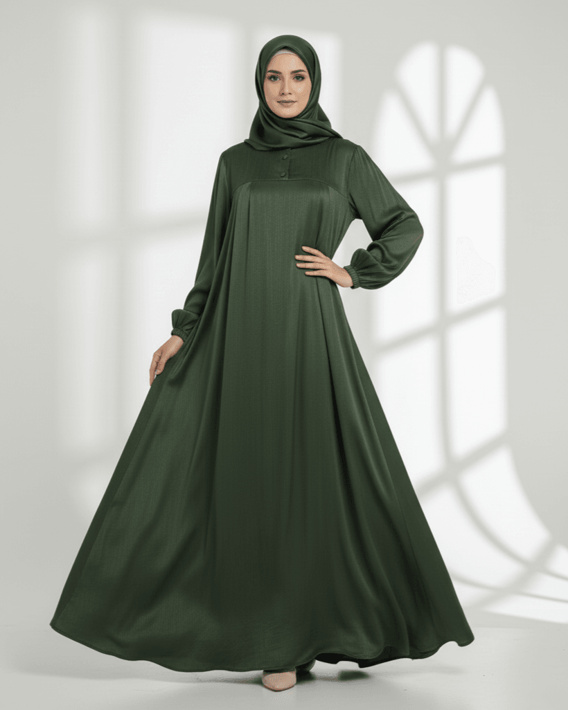 Lalegül Elbise Göğüs üstü düz roba 3 düğmeli %100 İpek Cupra Kumaş