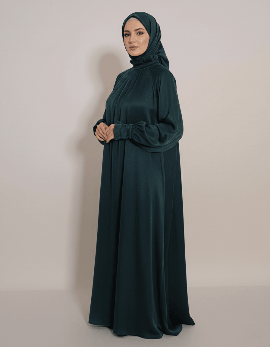 Eflin Elbise Çiçek yaka Çiçek manşet %100 İpek Cupra Elbise