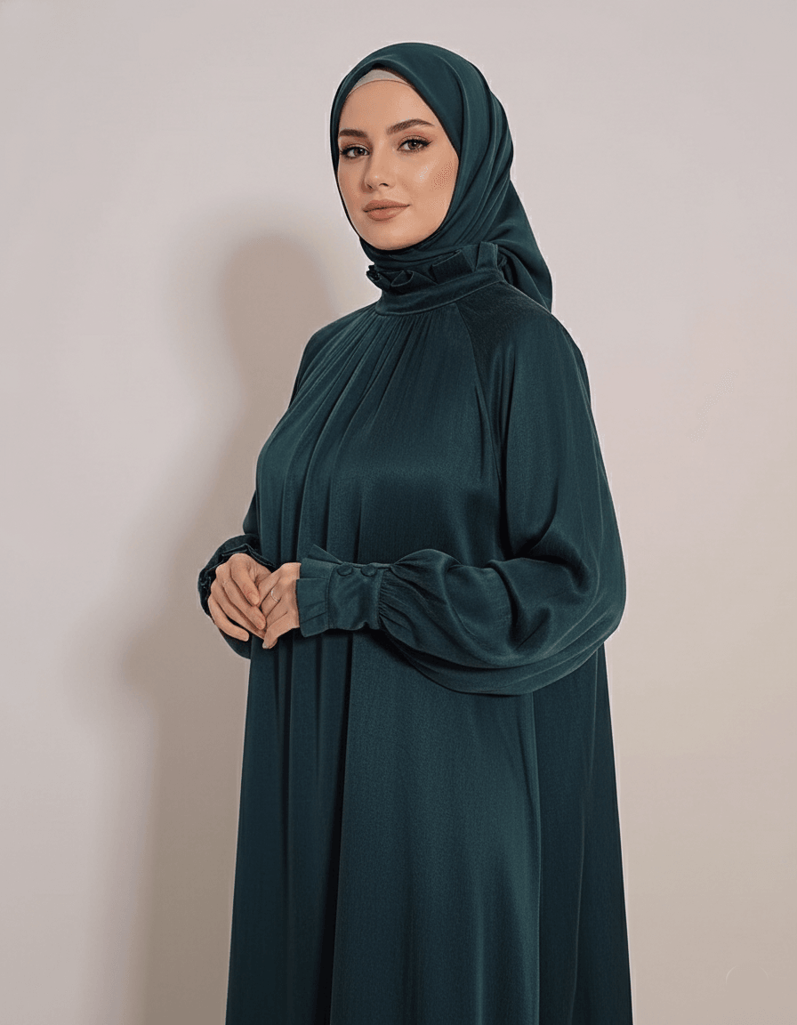 Eflin Elbise Çiçek yaka Çiçek manşet %100 İpek Cupra Elbise