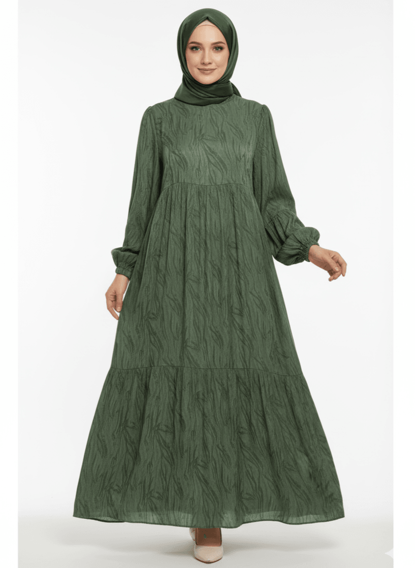 Nisva Elbise Desenli %100 İpek Cupra Kumaş