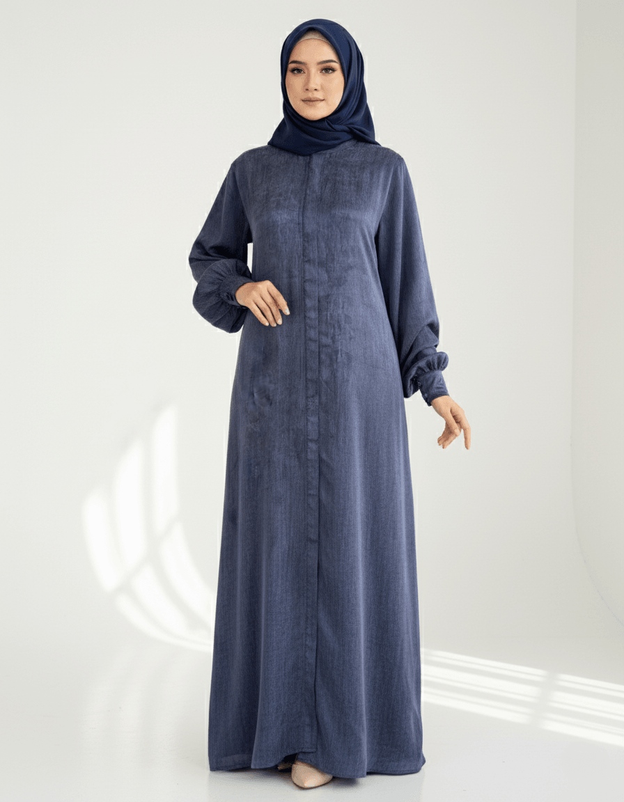 Hüma Ferace Gizli Fermuar %100 İpek Cupra Kumaş