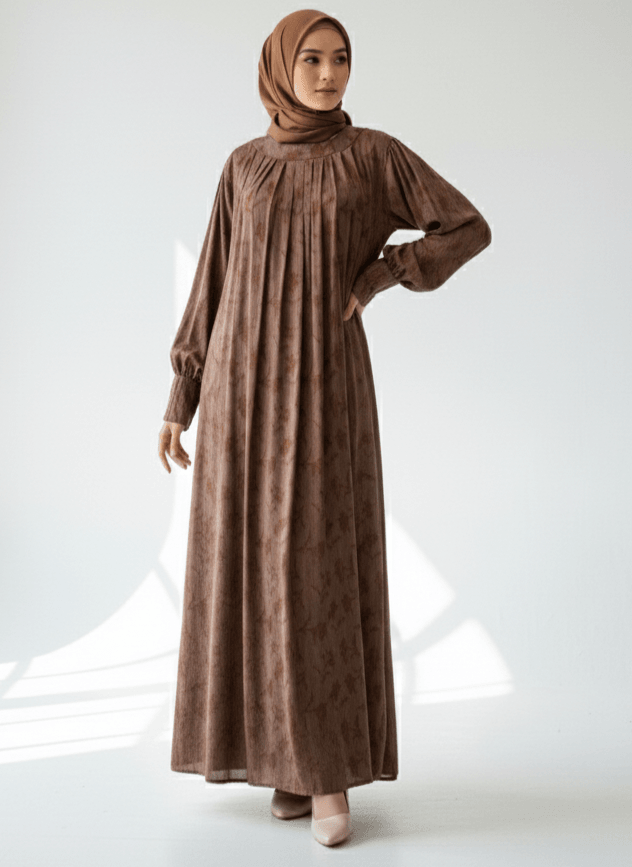 Luna Model Desenli Kumaş manşet / 48 Beden / 120 Göğüs / 142 Basen / 136 Elbise Boyu