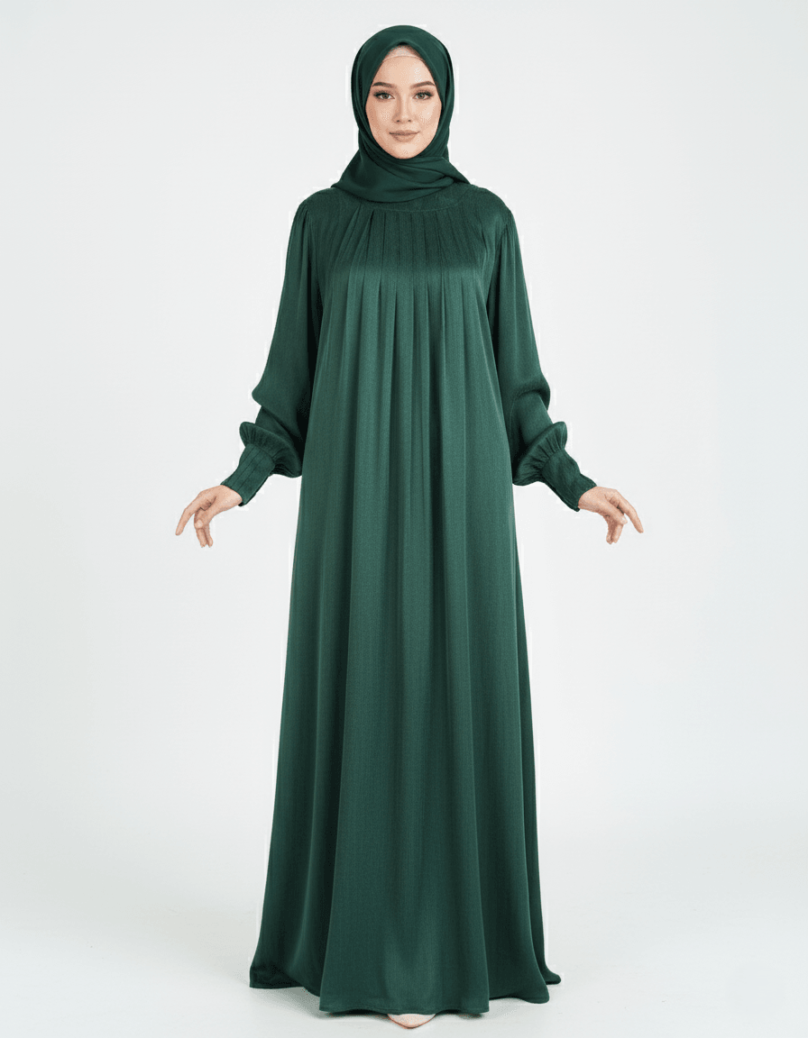 Luna Elbise Göğüs Pileli %100 İpek Cupra Kumaş 