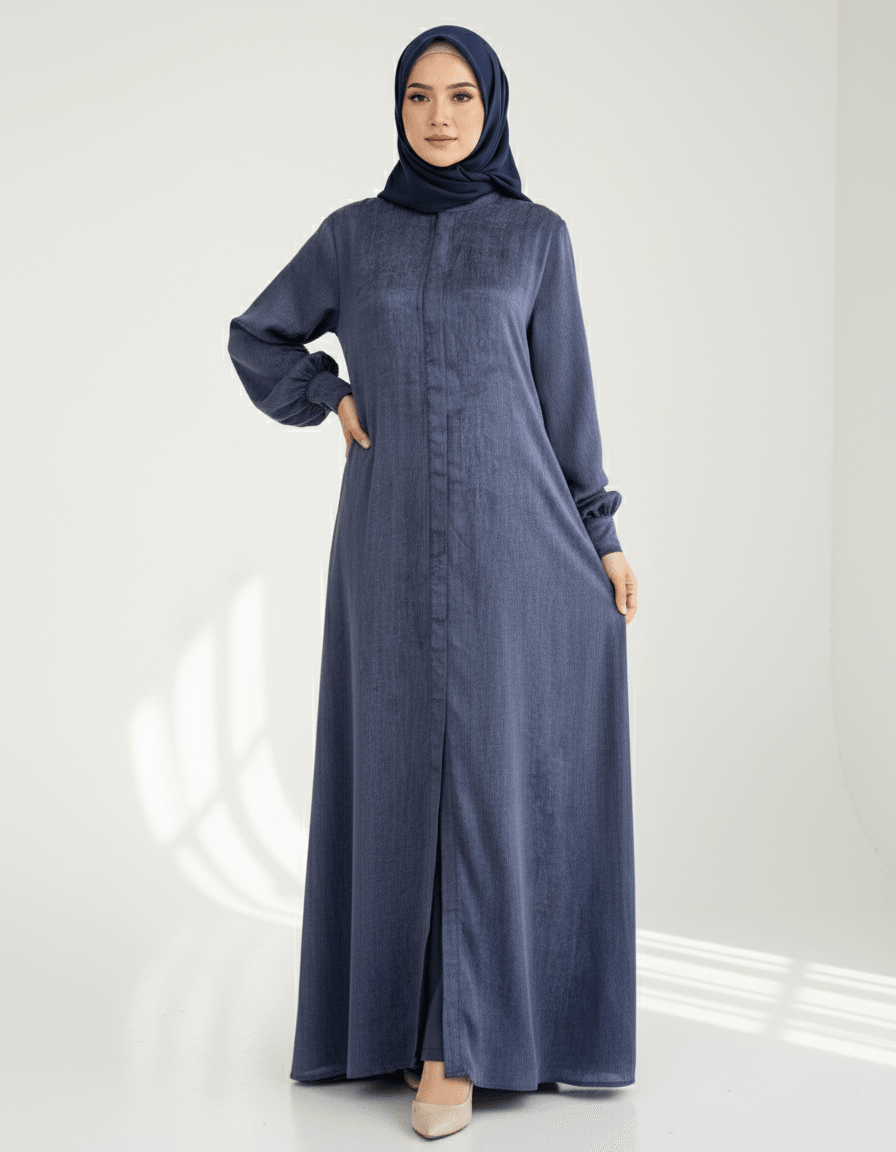 Hüma Ferace Gizli Fermuar %100 İpek Cupra Kumaş