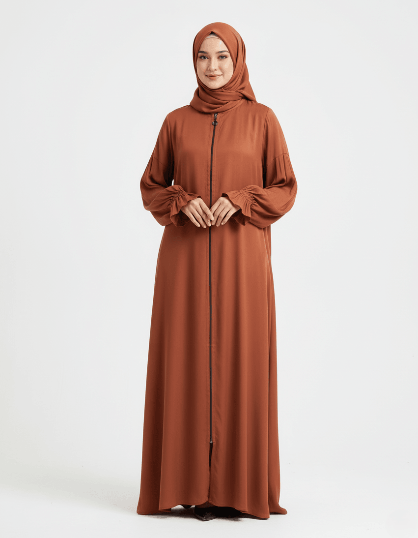 Safir Normal Fermuar Ferace %100 İpek Cupra Kumaş