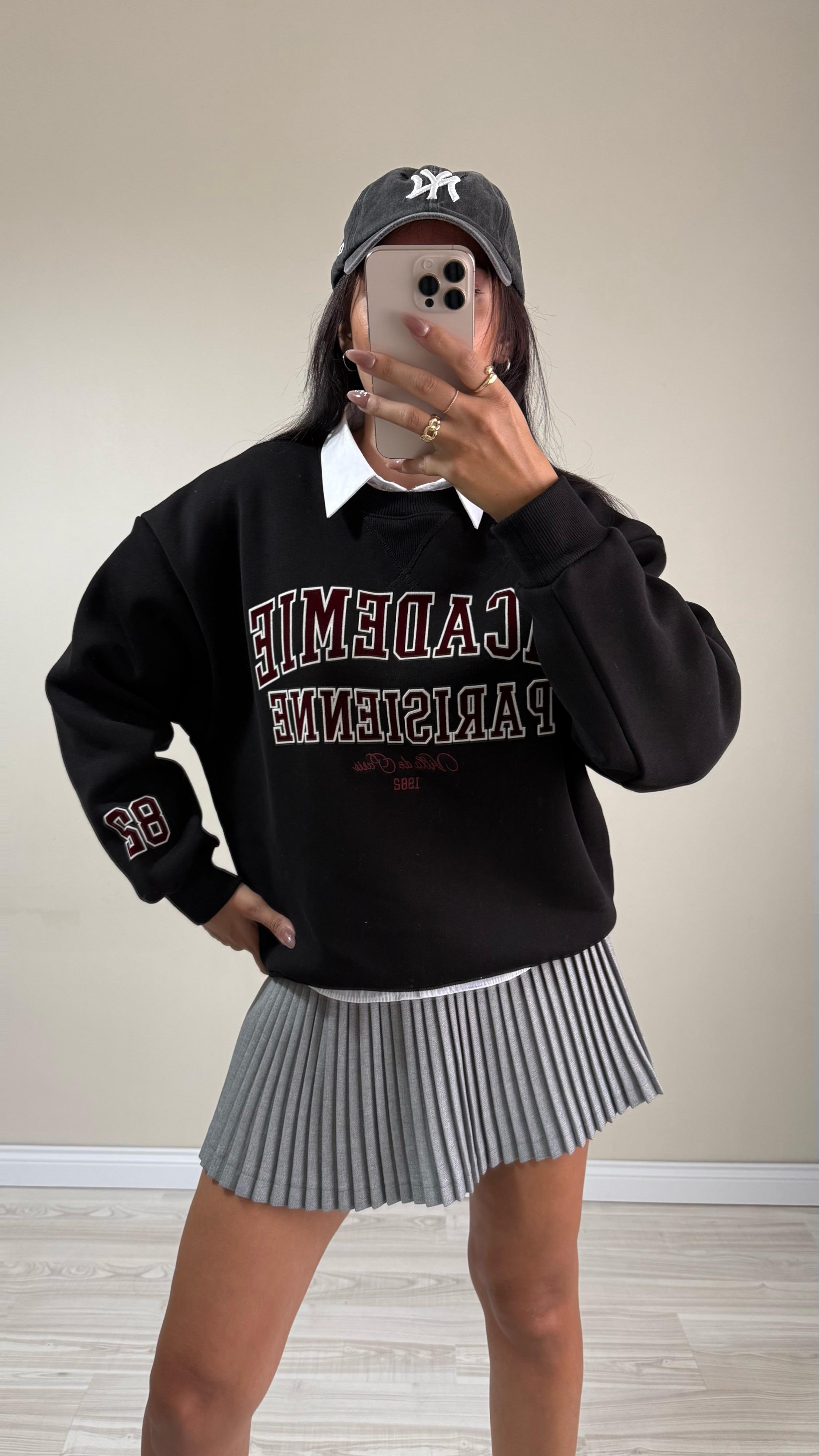 Bisiklet Yaka Baskılı Sweatshirt