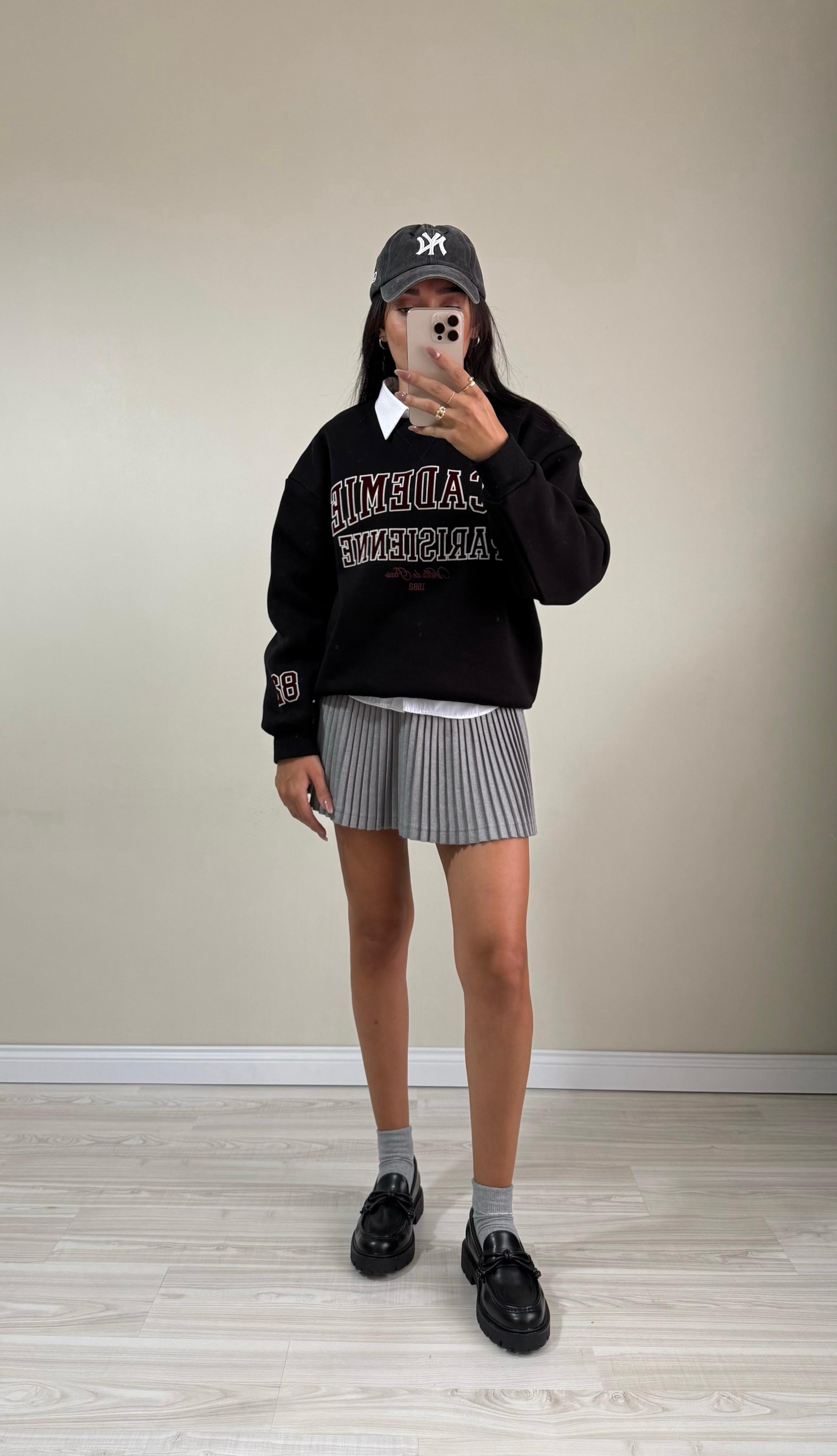 Bisiklet Yaka Baskılı Sweatshirt